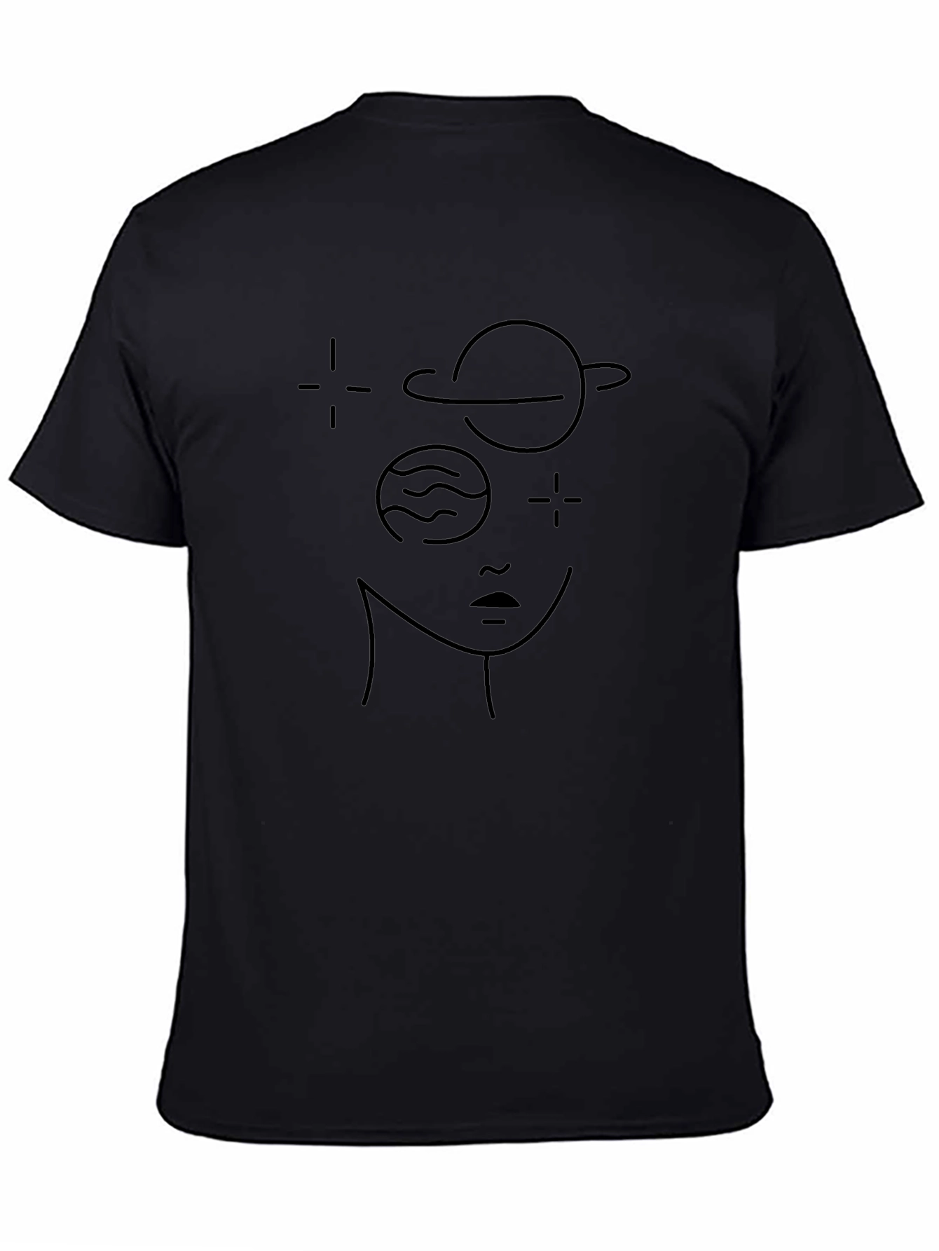 Minimalist Space Face Black Graphic Tee