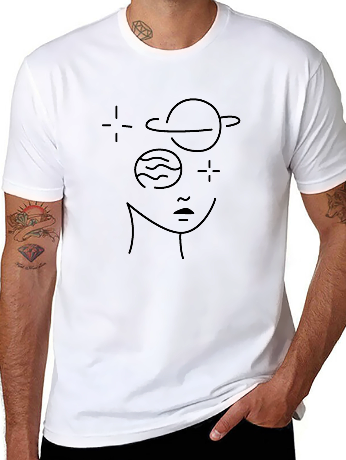 Minimalist Space Face Black Graphic Tee