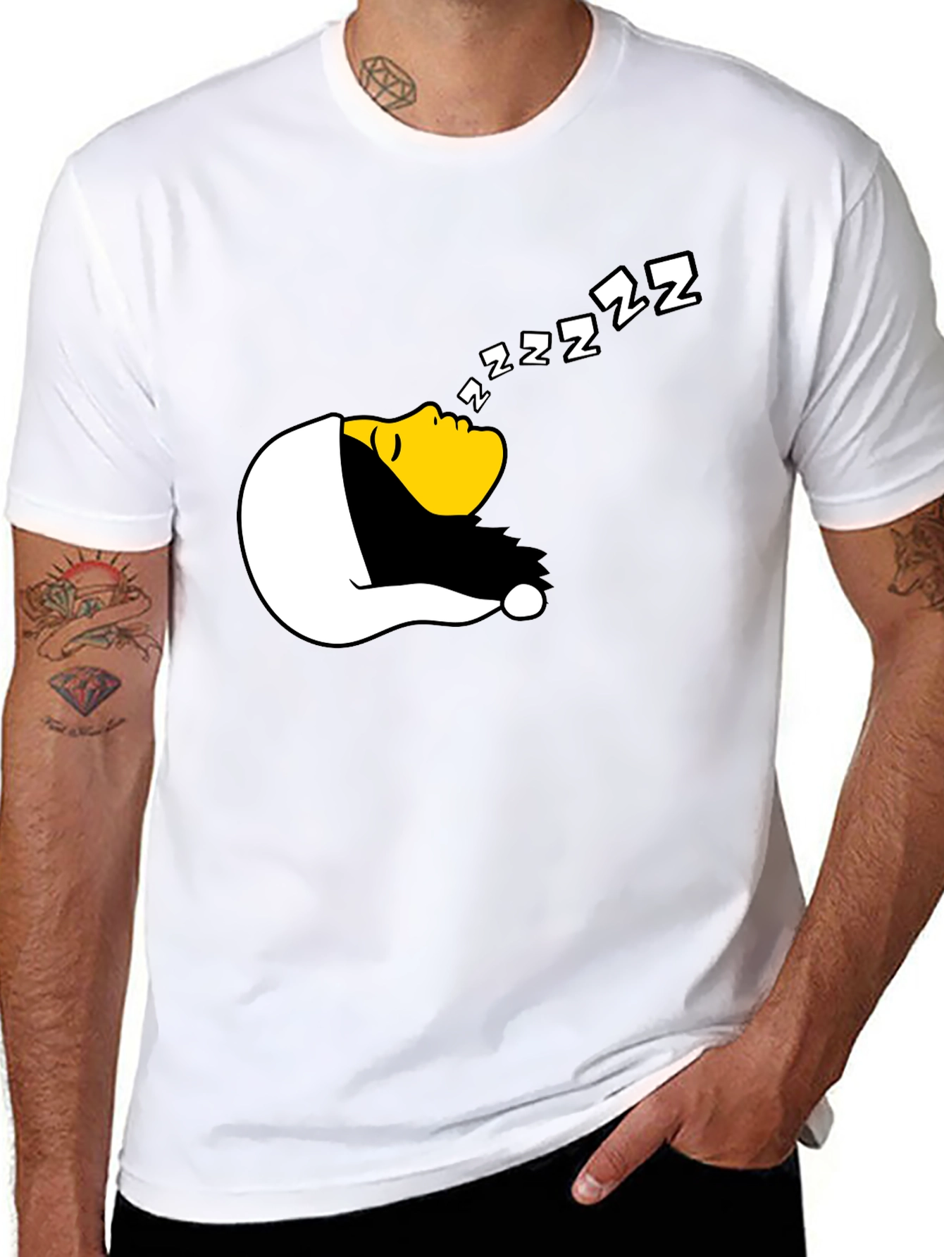 Funny Sleeping Graphic T-Shirt - Black