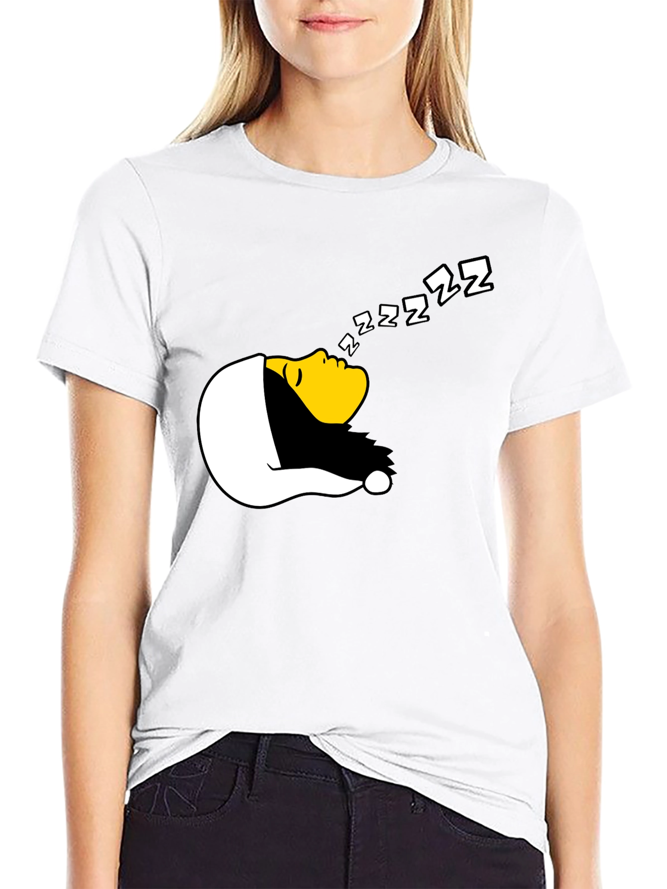 Funny Sleeping Graphic T-Shirt - Black