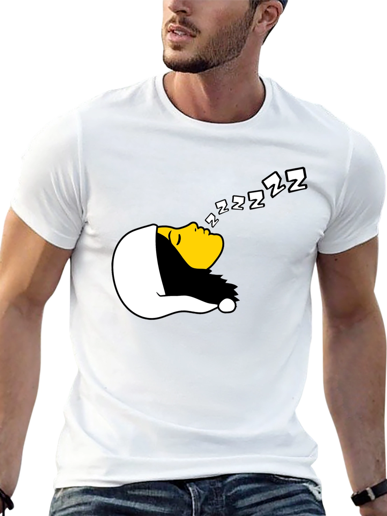 Funny Sleeping Graphic T-Shirt - Black
