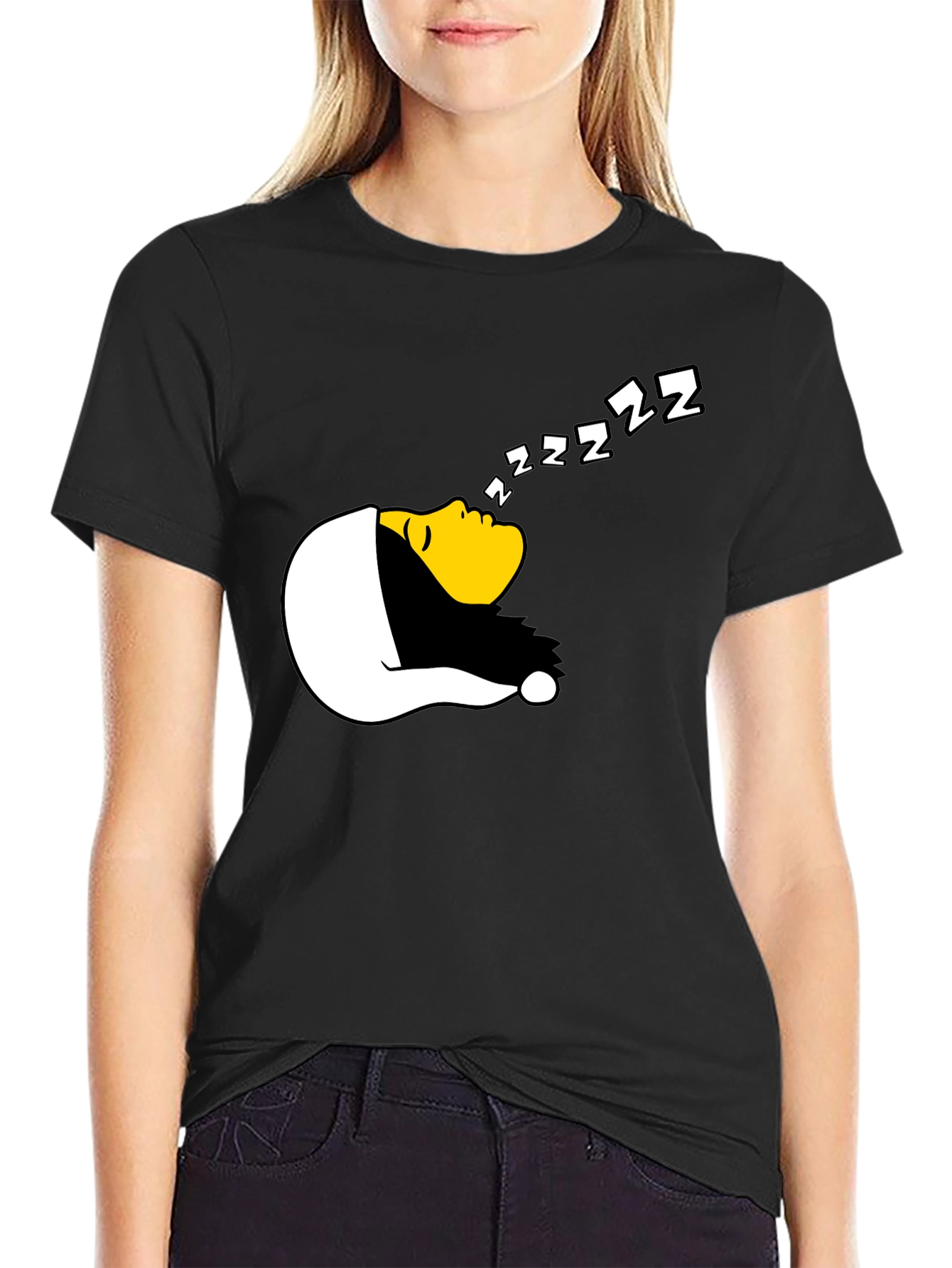 Funny Sleeping Graphic T-Shirt - Black