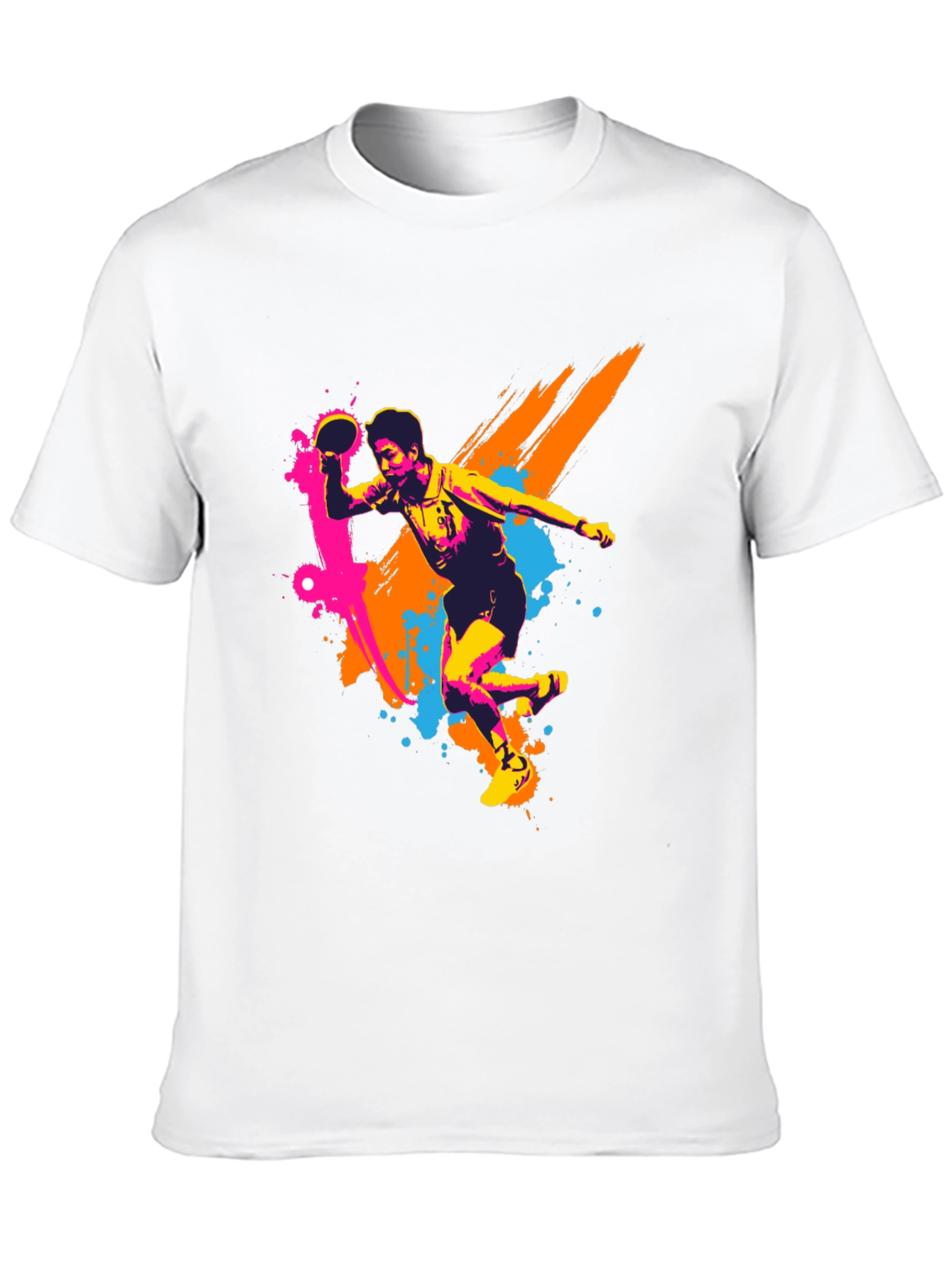 Ping Pong Player Graphic Black T-Shirt