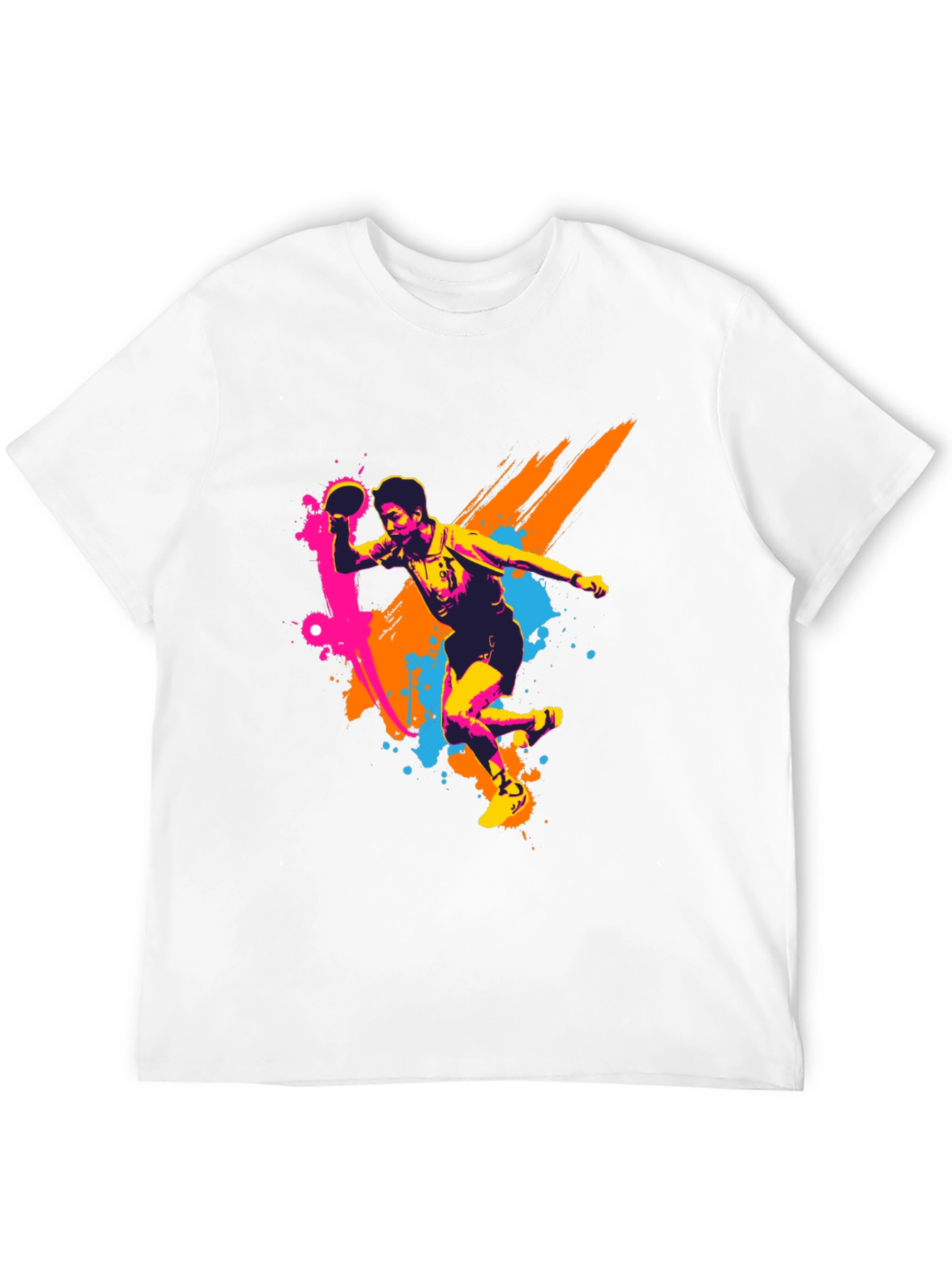 Ping Pong Player Graphic Black T-Shirt