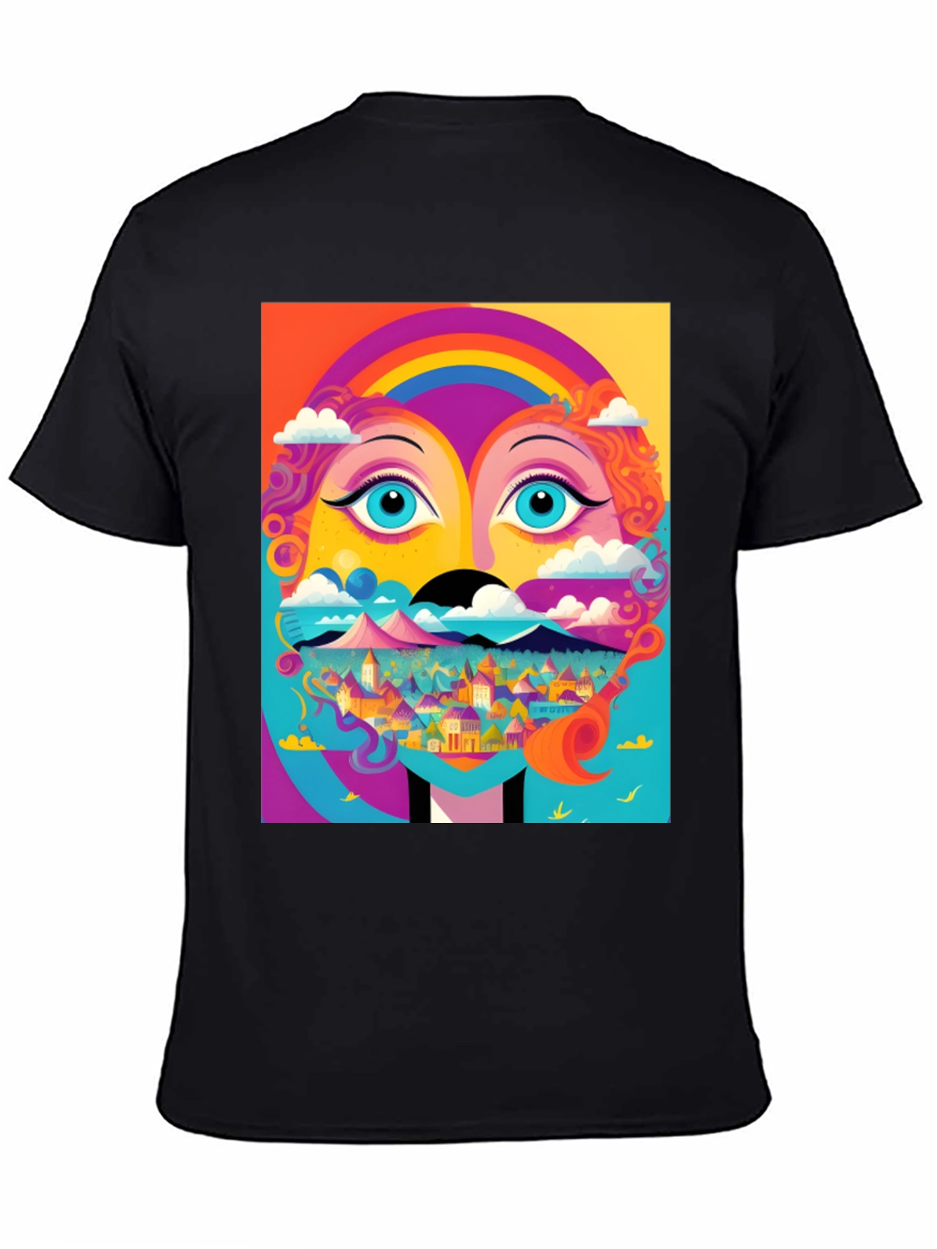 Vibrant Psychedelic Face Graphic T-Shirt