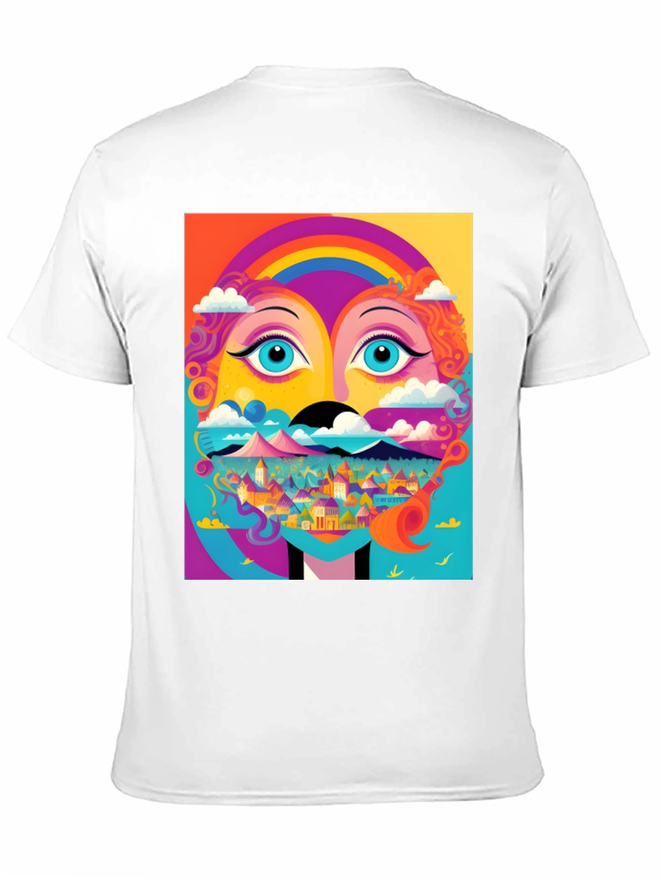 Vibrant Psychedelic Face Graphic T-Shirt