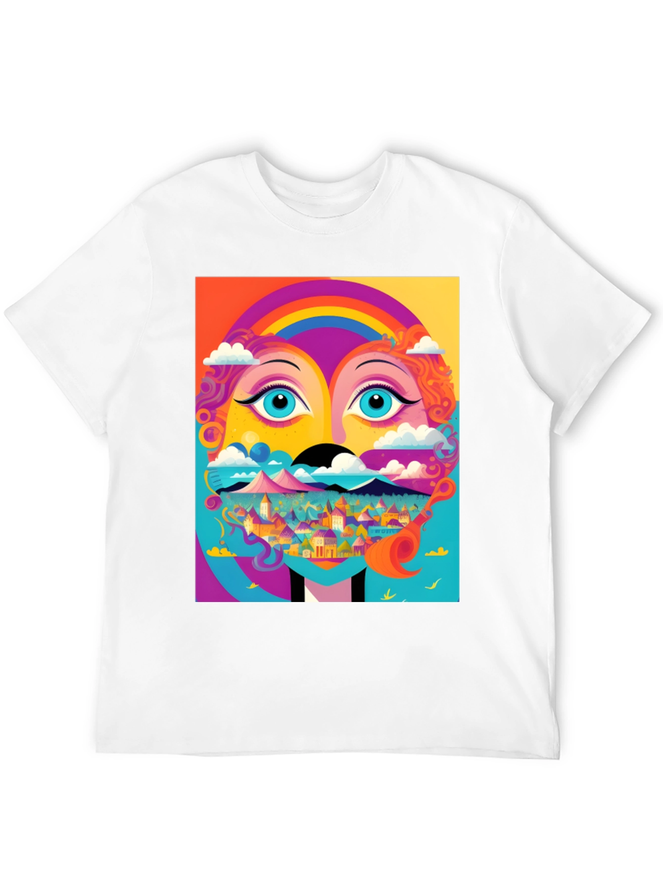 Vibrant Psychedelic Face Graphic T-Shirt