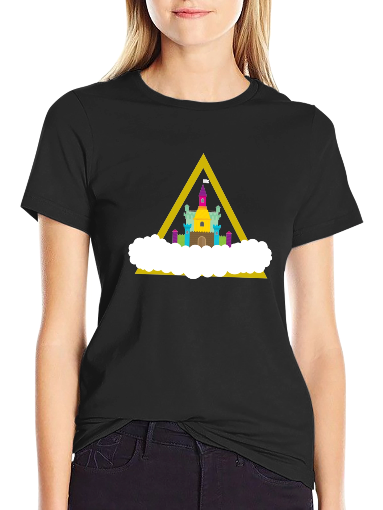 Castle Cloud Graphic Tee - Black Cotton Shirt