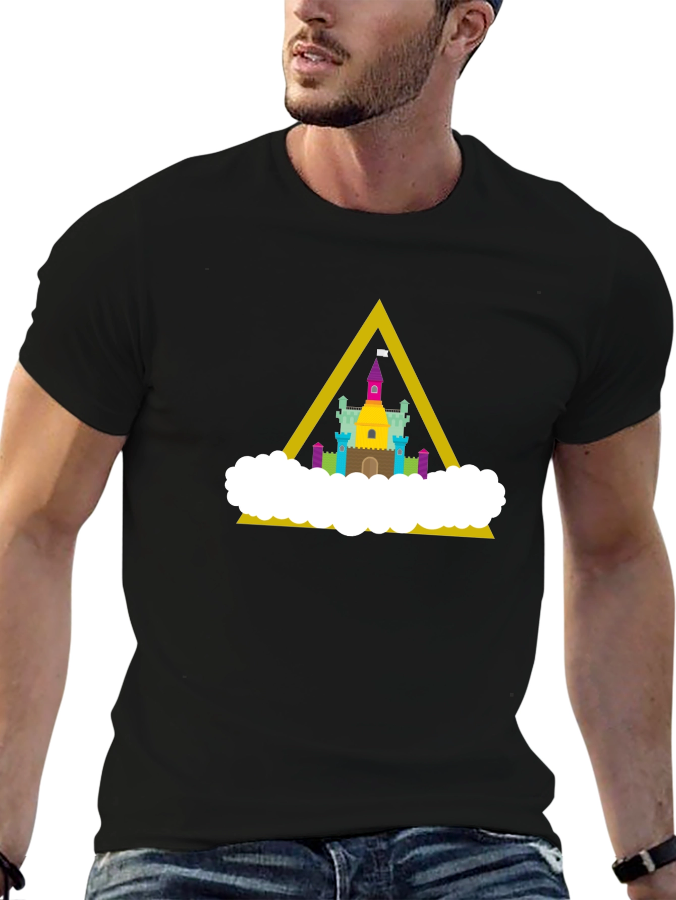 Castle Cloud Graphic Tee - Black Cotton Shirt