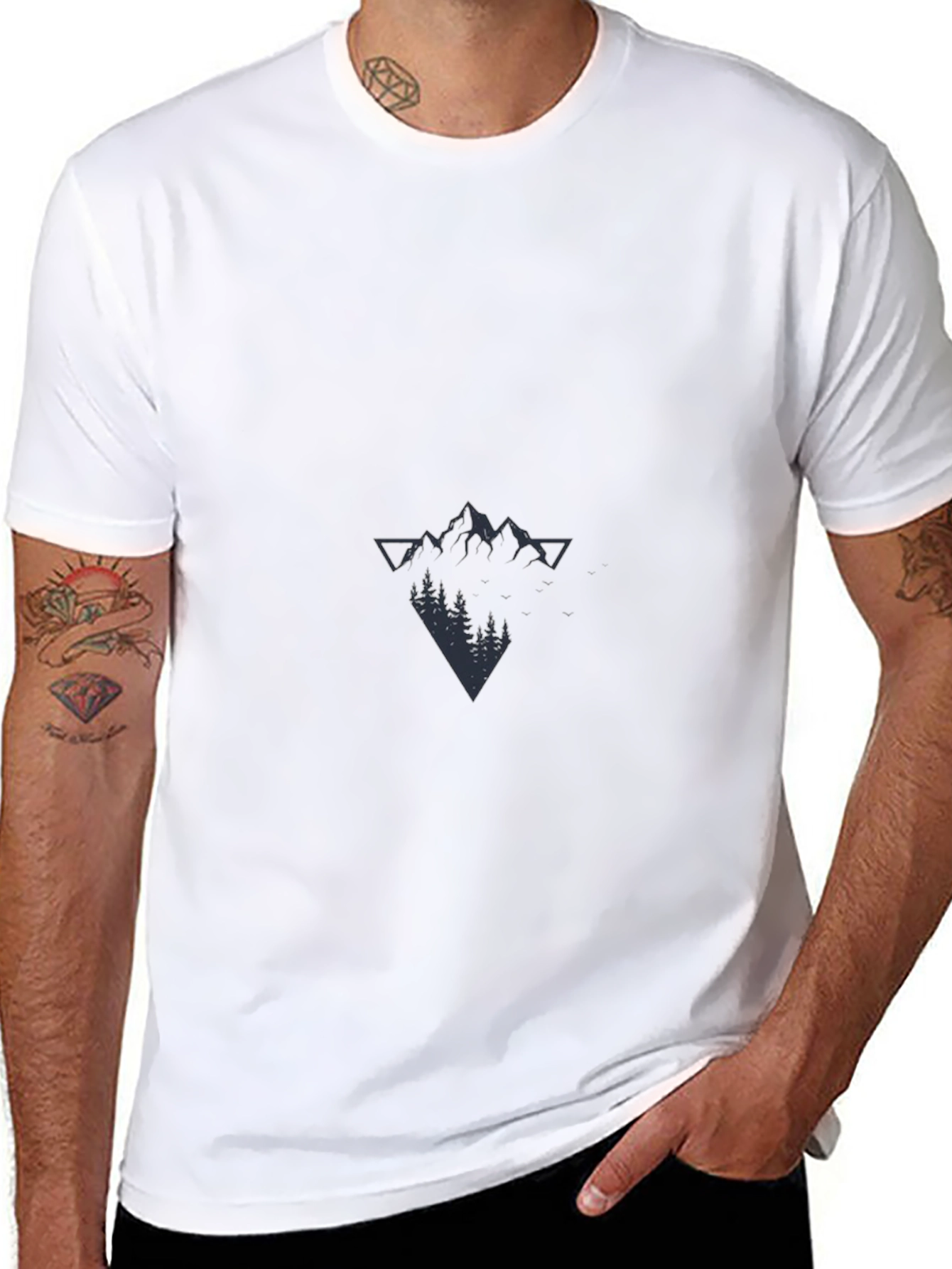 Mens Black Mountain Graphic Tee - Modern & Stylish