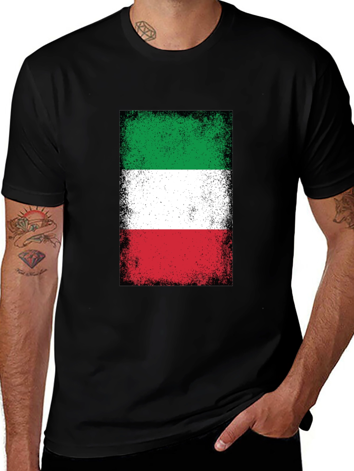 Italian Flag T-Shirt - Distressed Design