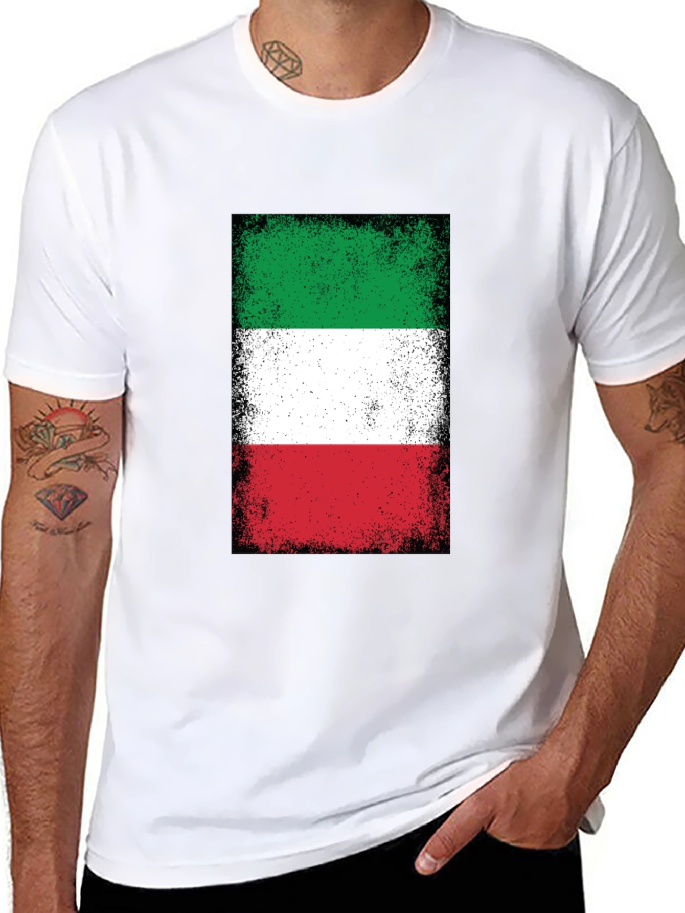 Italian Flag T-Shirt - Distressed Design