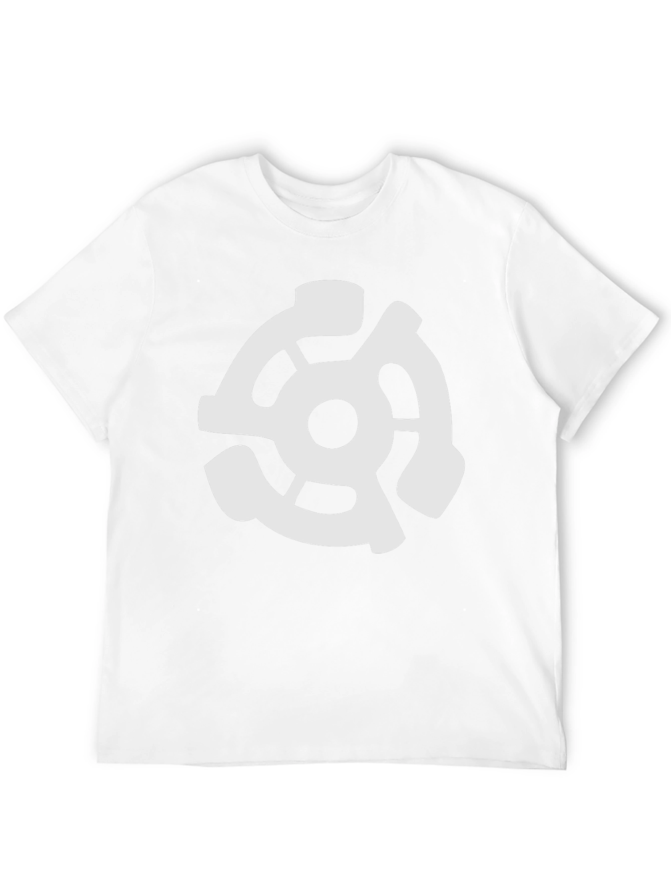 Black T-Shirt with White 45 RPM Adapter Graphic