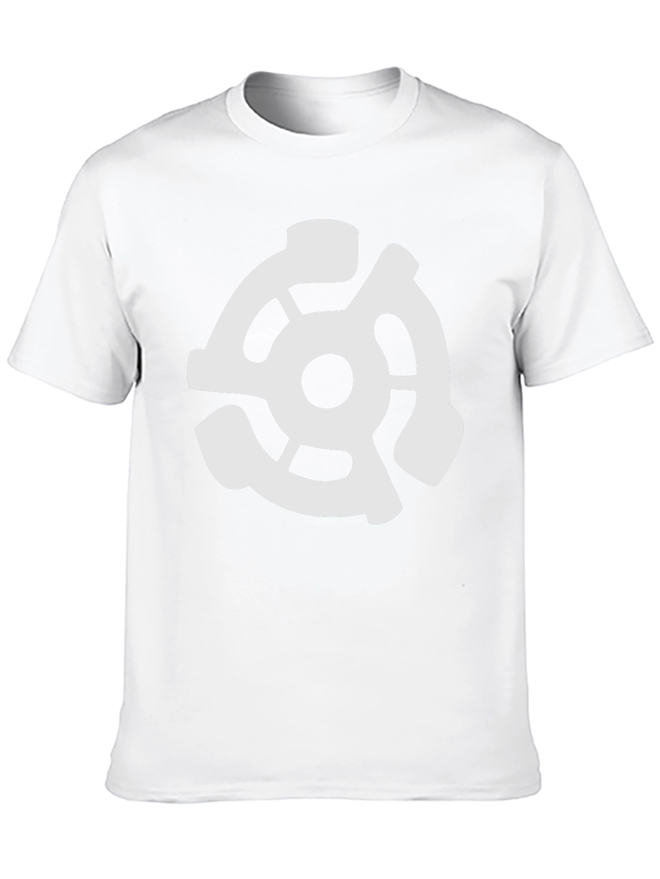 Black T-Shirt with White 45 RPM Adapter Graphic