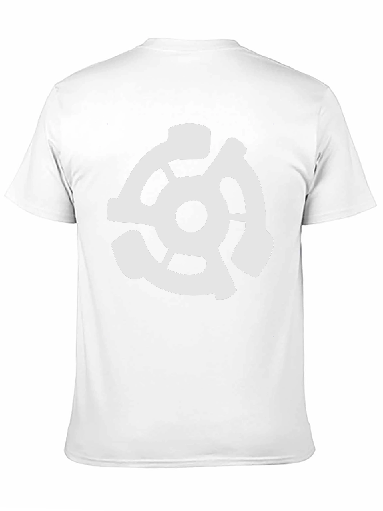 Black T-Shirt with White 45 RPM Adapter Graphic