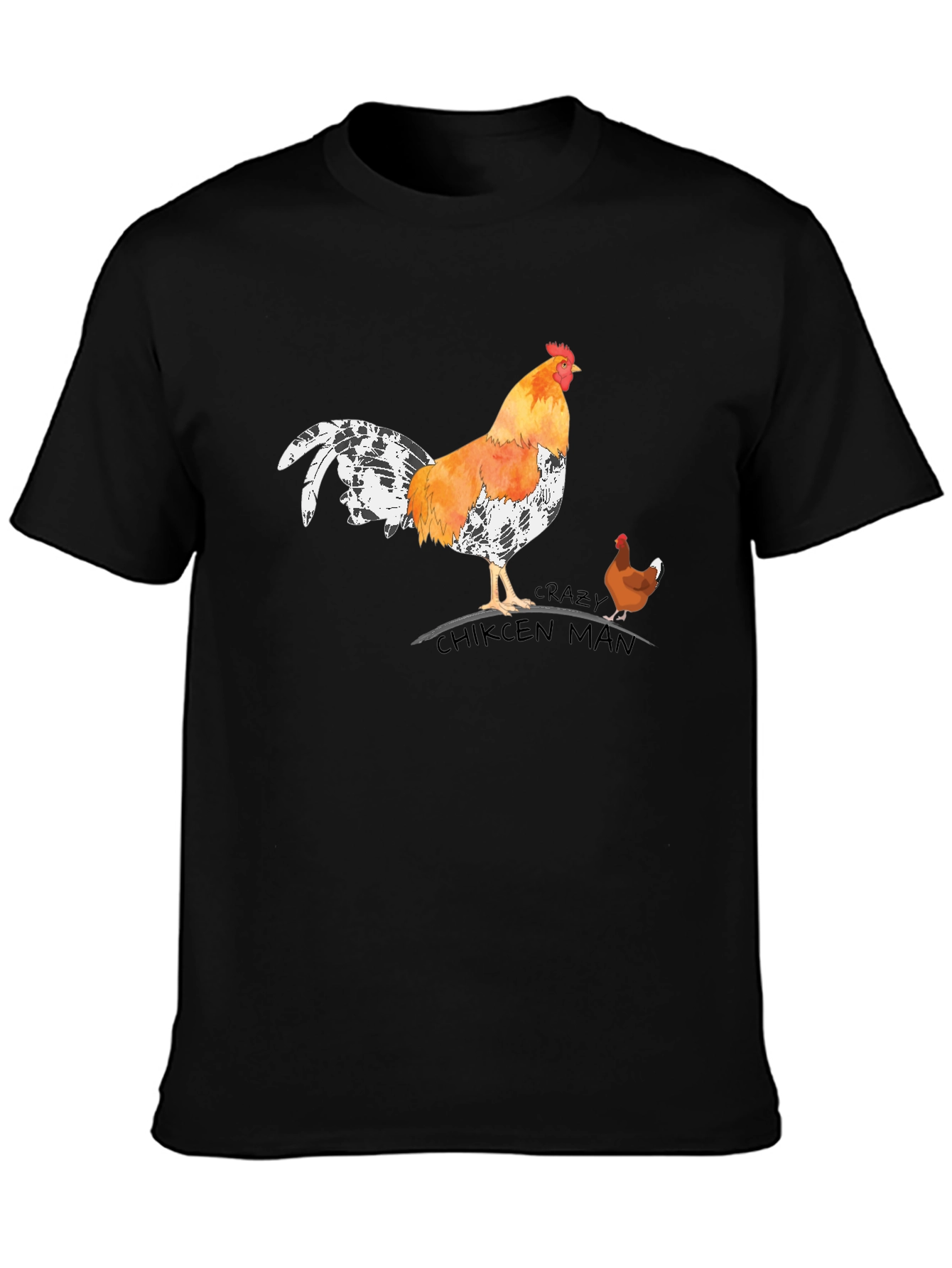 Crazy Chicken Man Graphic T-Shirt