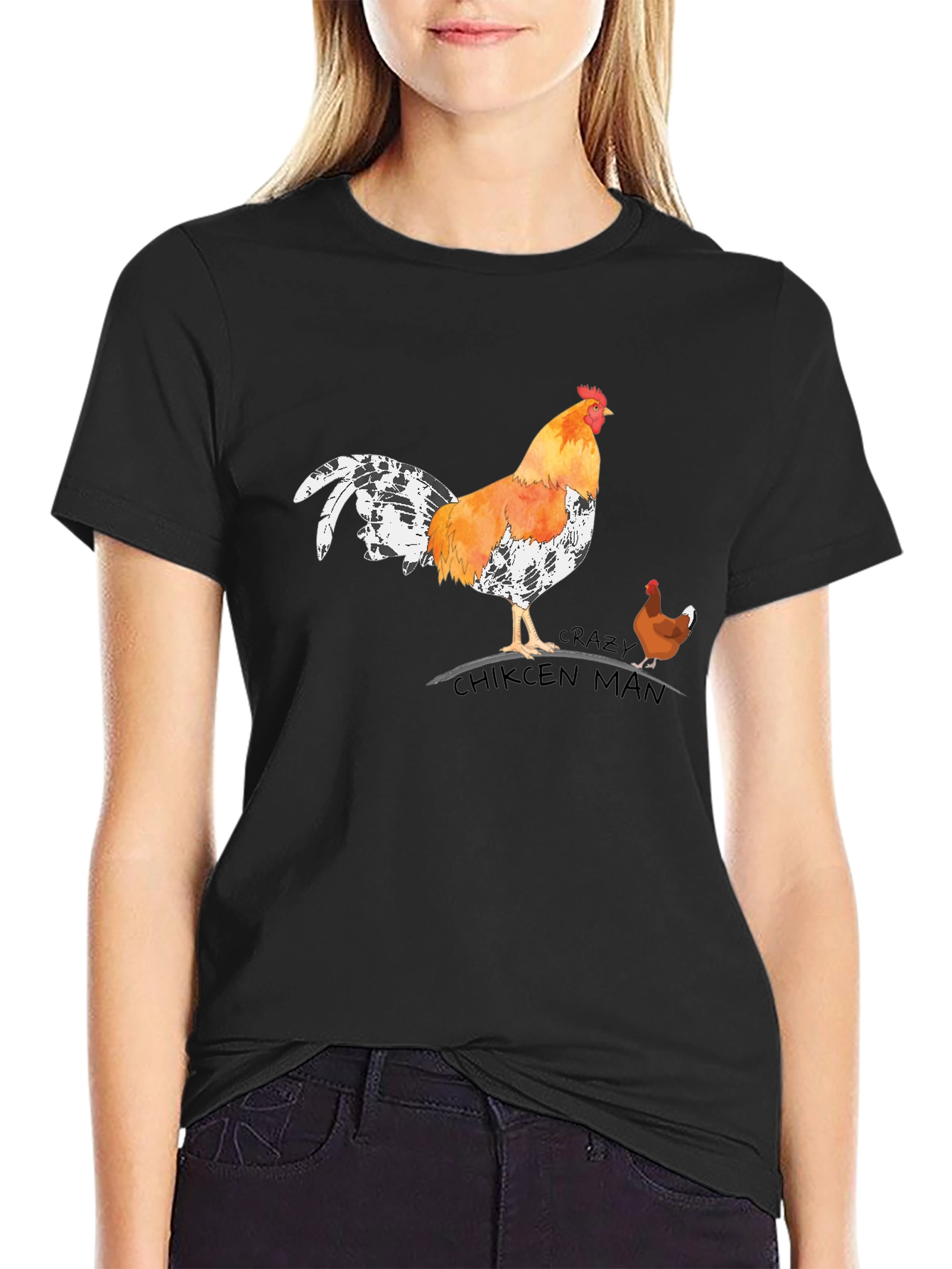 Crazy Chicken Man Graphic T-Shirt