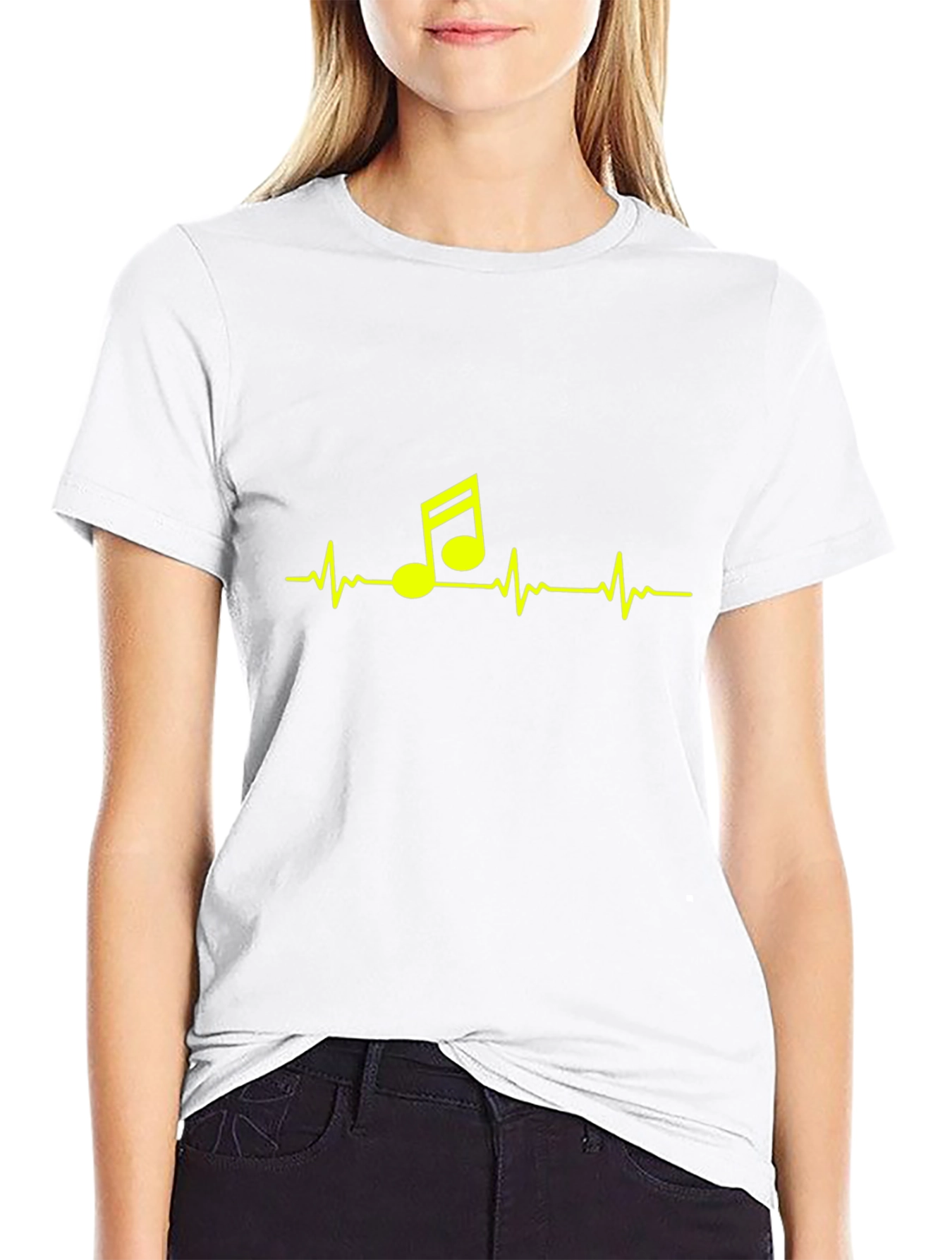 Music Heartbeat Graphic Tee - Stylish Black T-Shirt