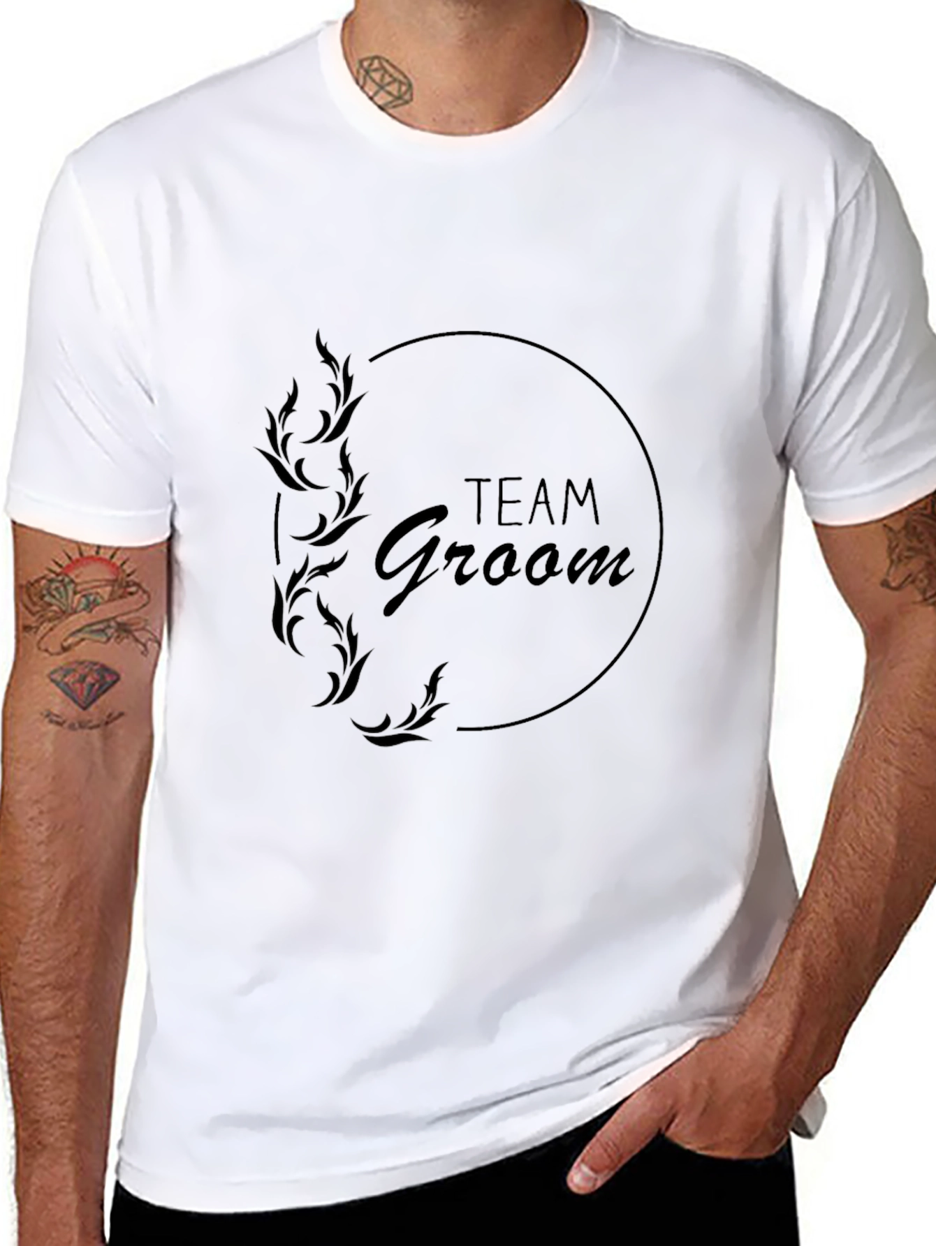 Team Groom Black Crew Neck T-Shirt