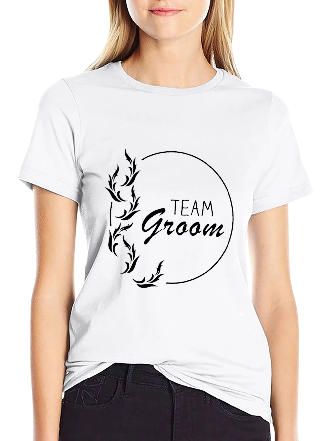 Team Groom Black Crew Neck T-Shirt