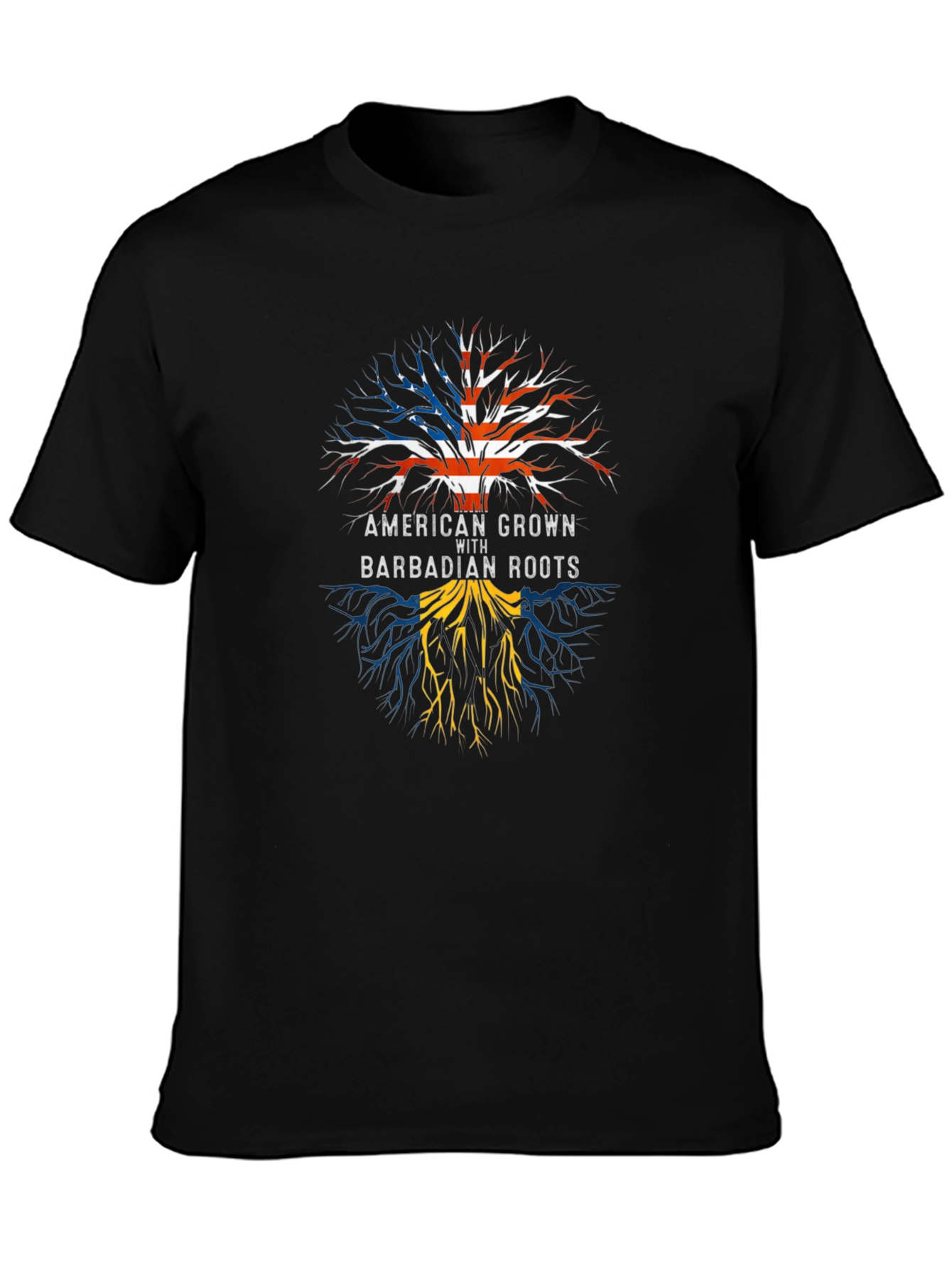 American Grown with Barbadian Roots Black T-Shirt