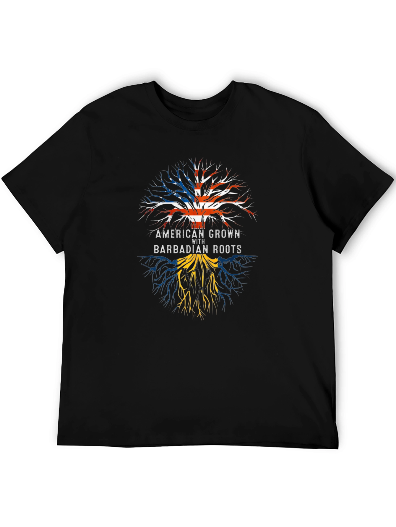 American Grown with Barbadian Roots Black T-Shirt