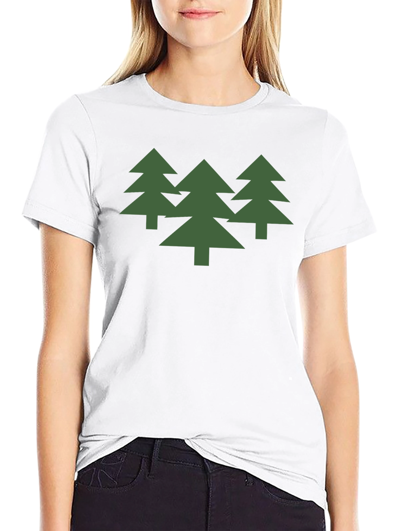 Green Trees Graphic Black T-Shirt