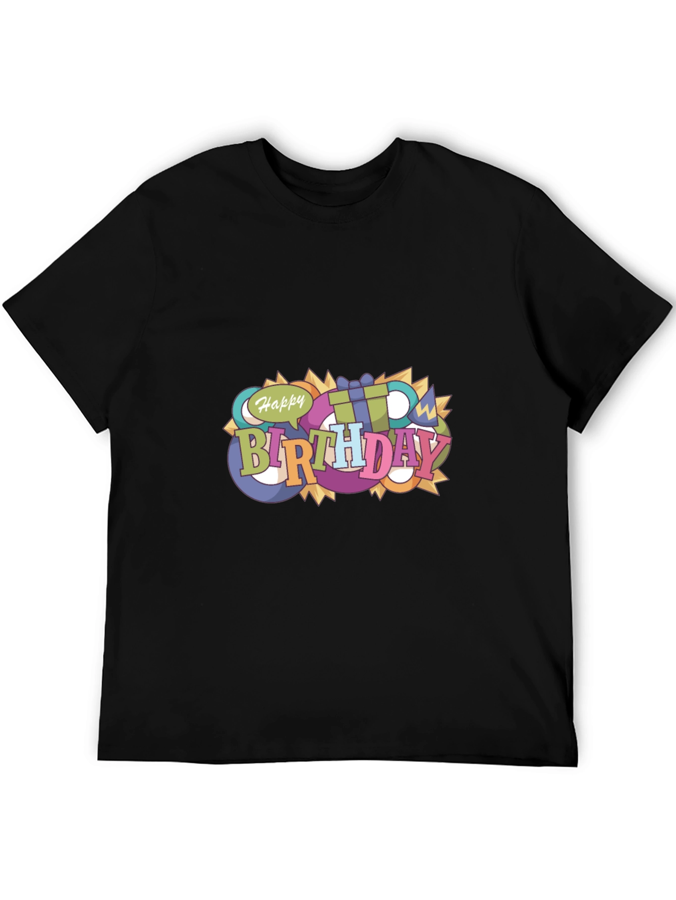 Happy Birthday Graphic Black T-Shirt