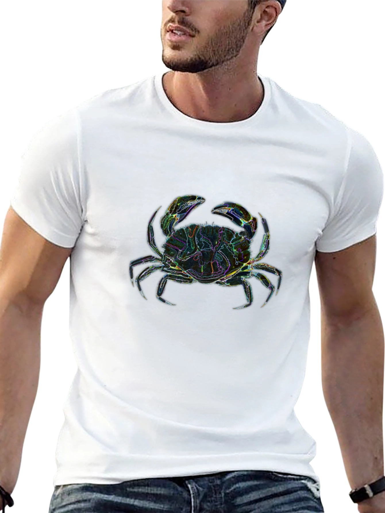 Neon Crab Graphic T-Shirt - Black Cotton Tee