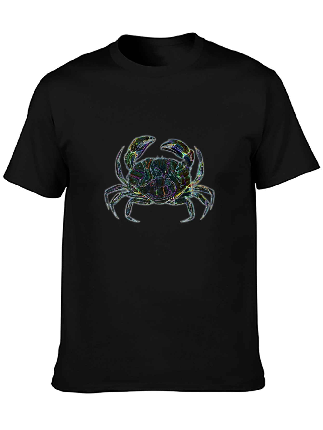 Neon Crab Graphic T-Shirt - Black Cotton Tee