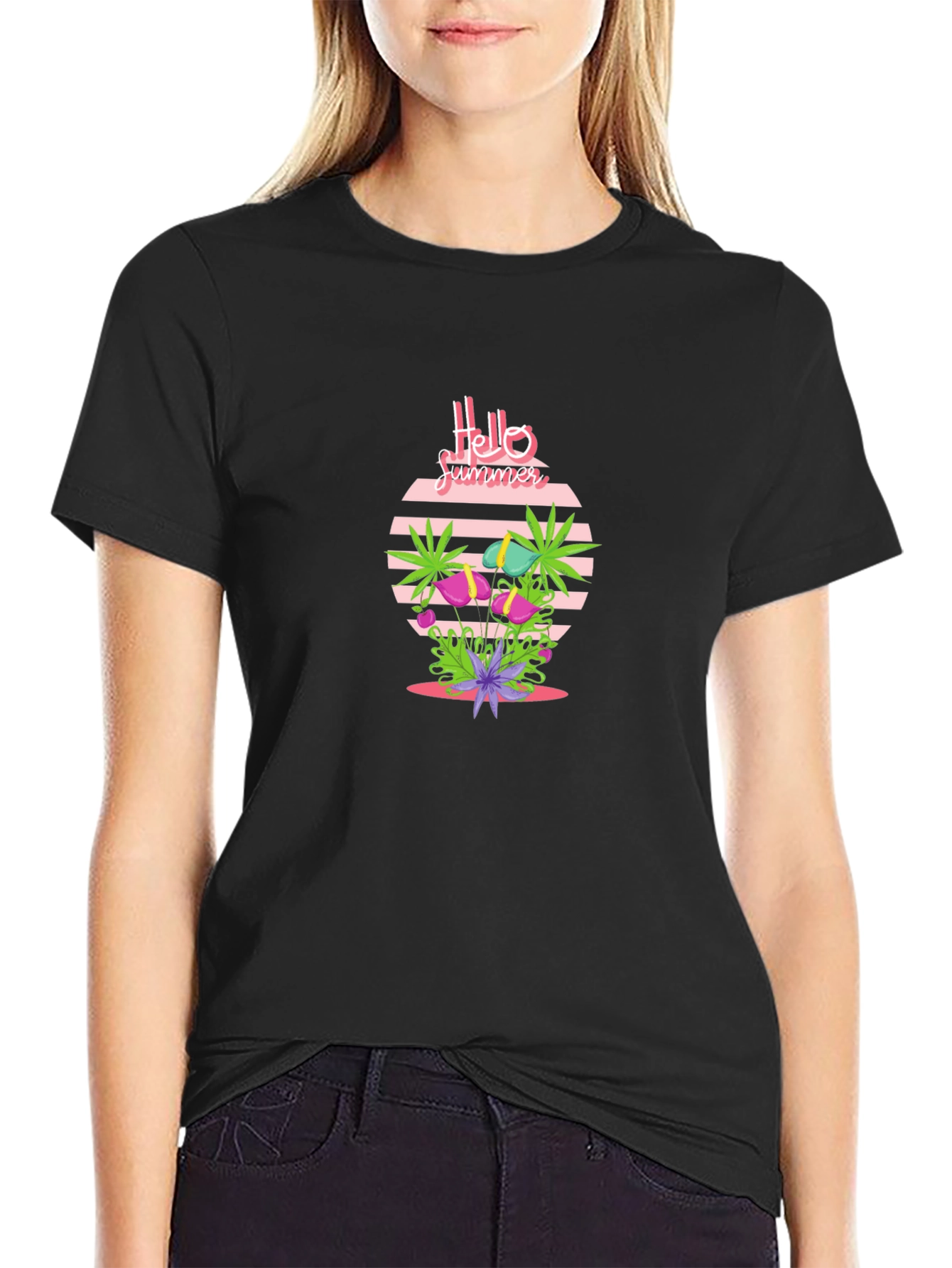 Hello Summer Graphic Tee - Black