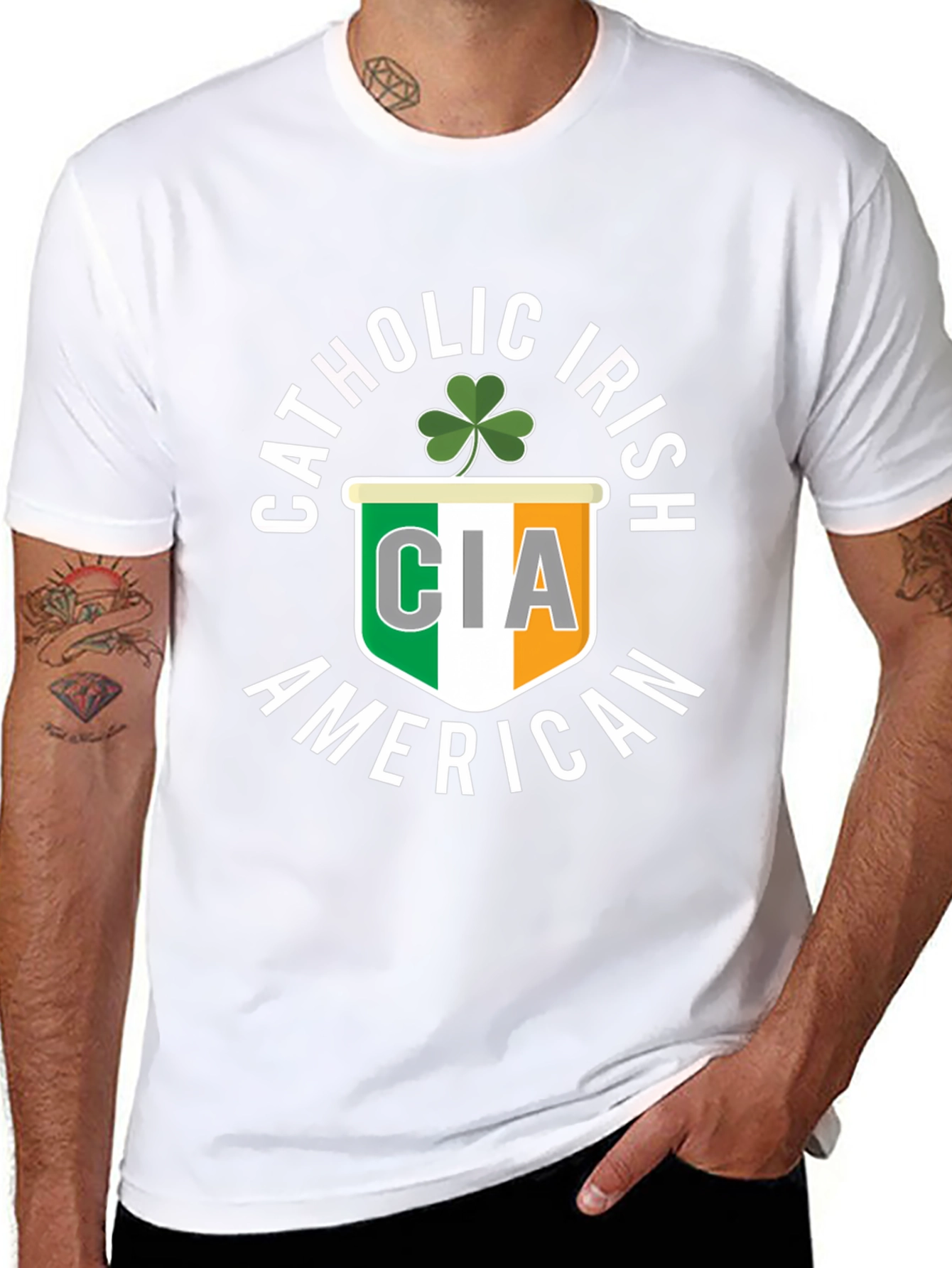 Catholic Irish American CIA Shamrock T-Shirt
