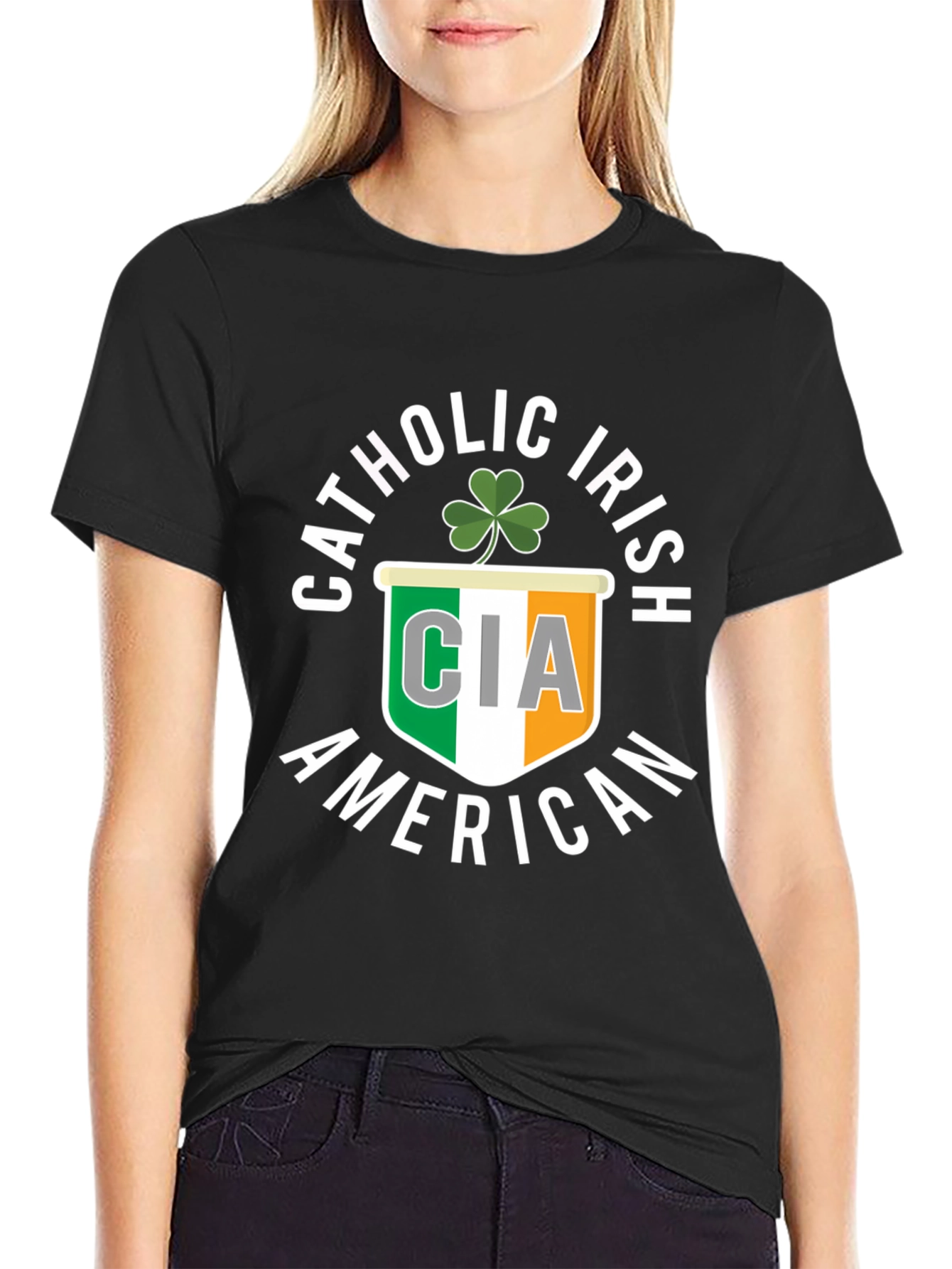 Catholic Irish American CIA Shamrock T-Shirt