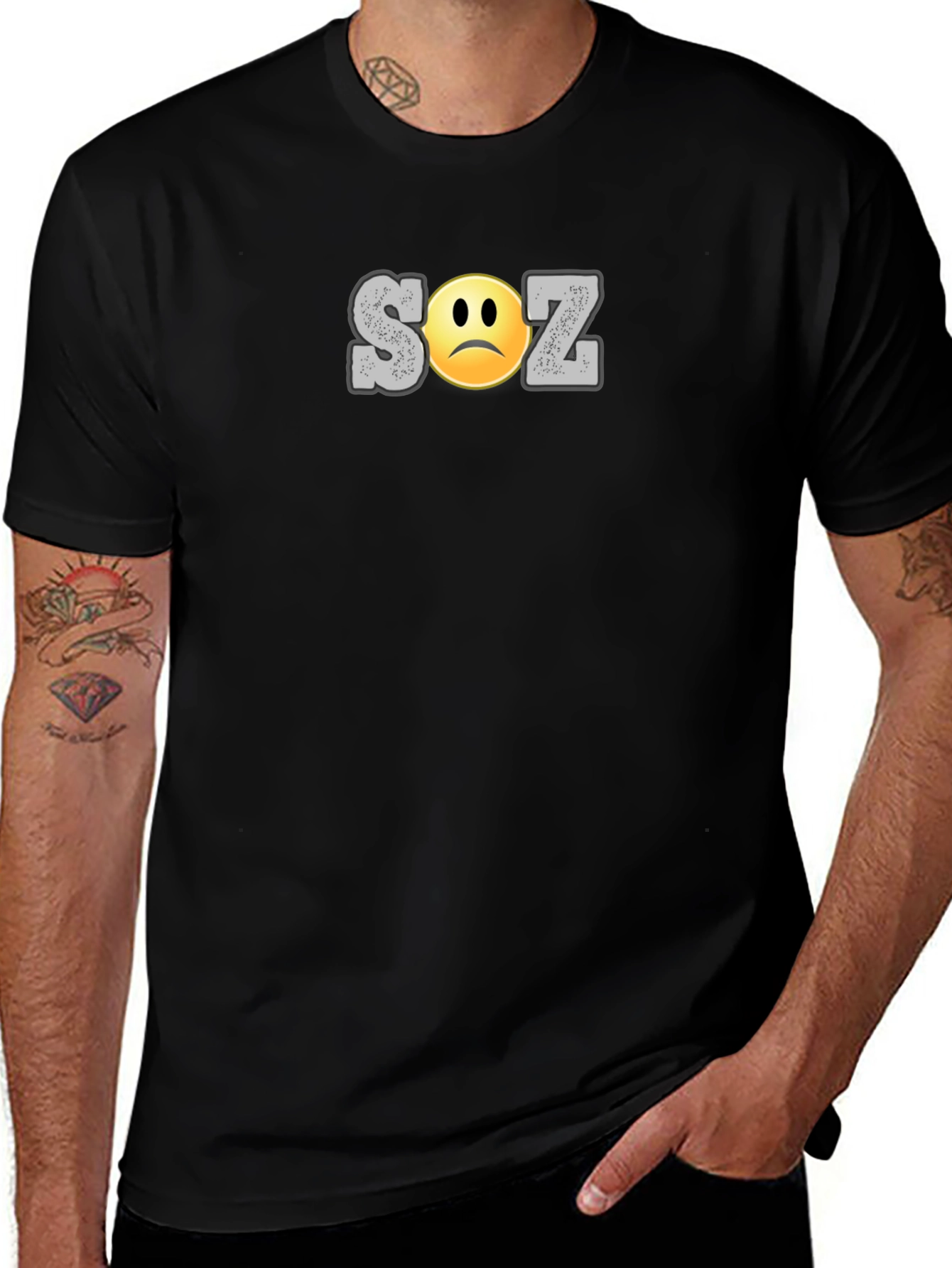 SOZ Sad Face Graphic T-Shirt - Black
