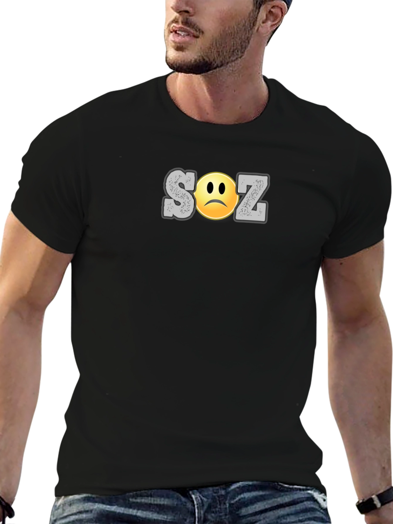 SOZ Sad Face Graphic T-Shirt - Black
