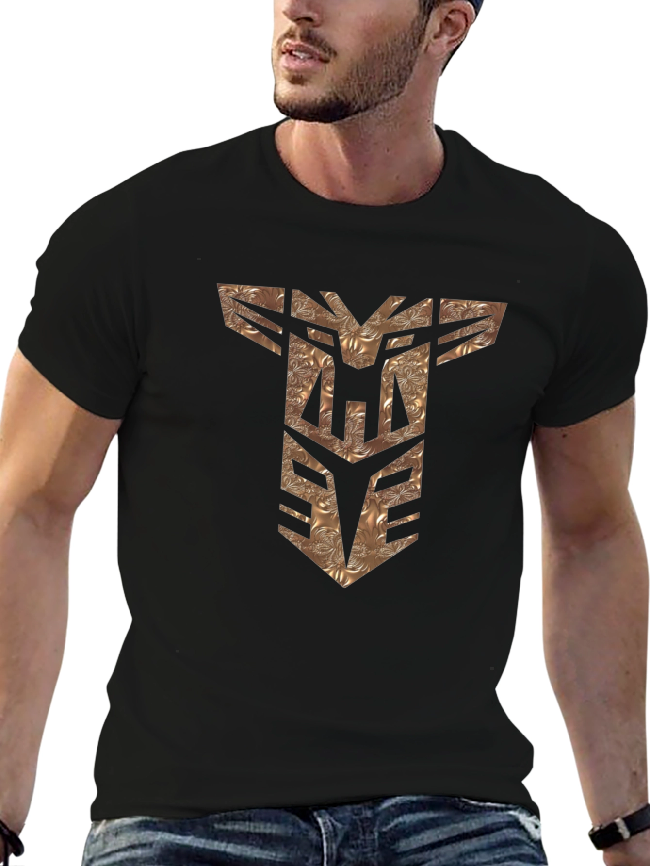 Textured Transformers Logo Black T-Shirt