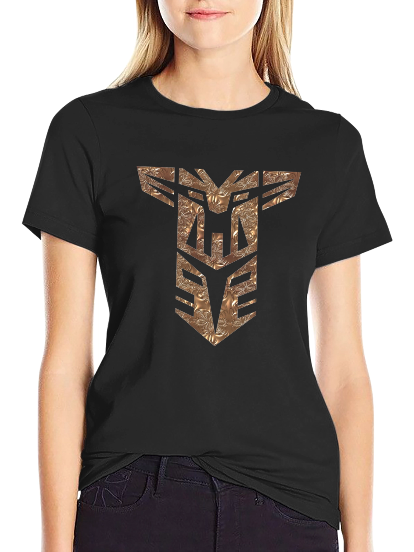 Textured Transformers Logo Black T-Shirt