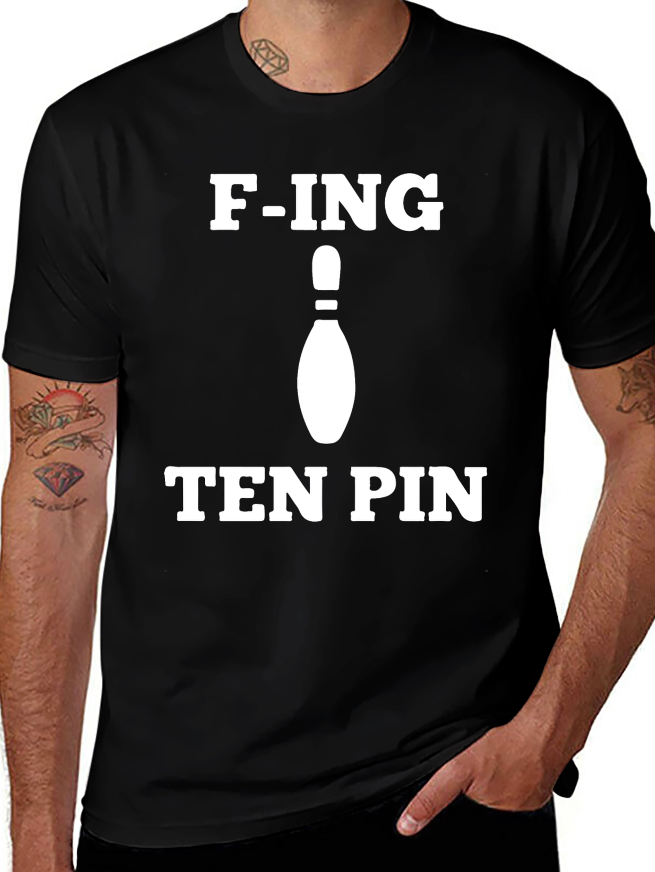 F-ING Ten Pin Graphic T-Shirt - Black Cotton Tee