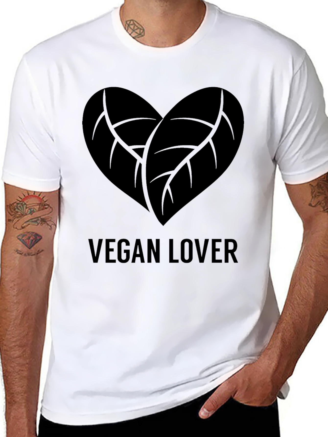 Vegan Lover Heart Leaf T-Shirt - Soft Cotton Tee