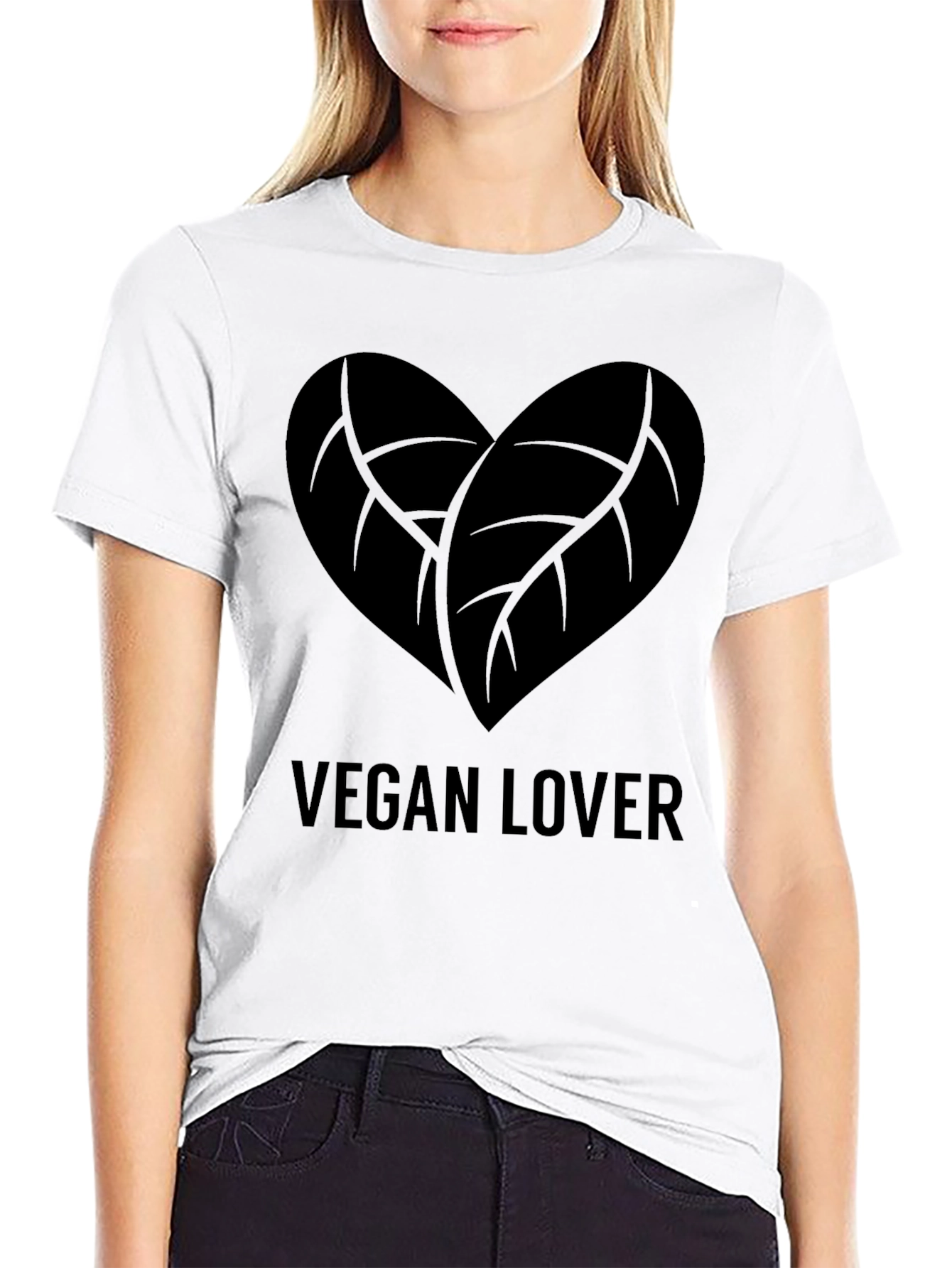 Vegan Lover Heart Leaf T-Shirt - Soft Cotton Tee