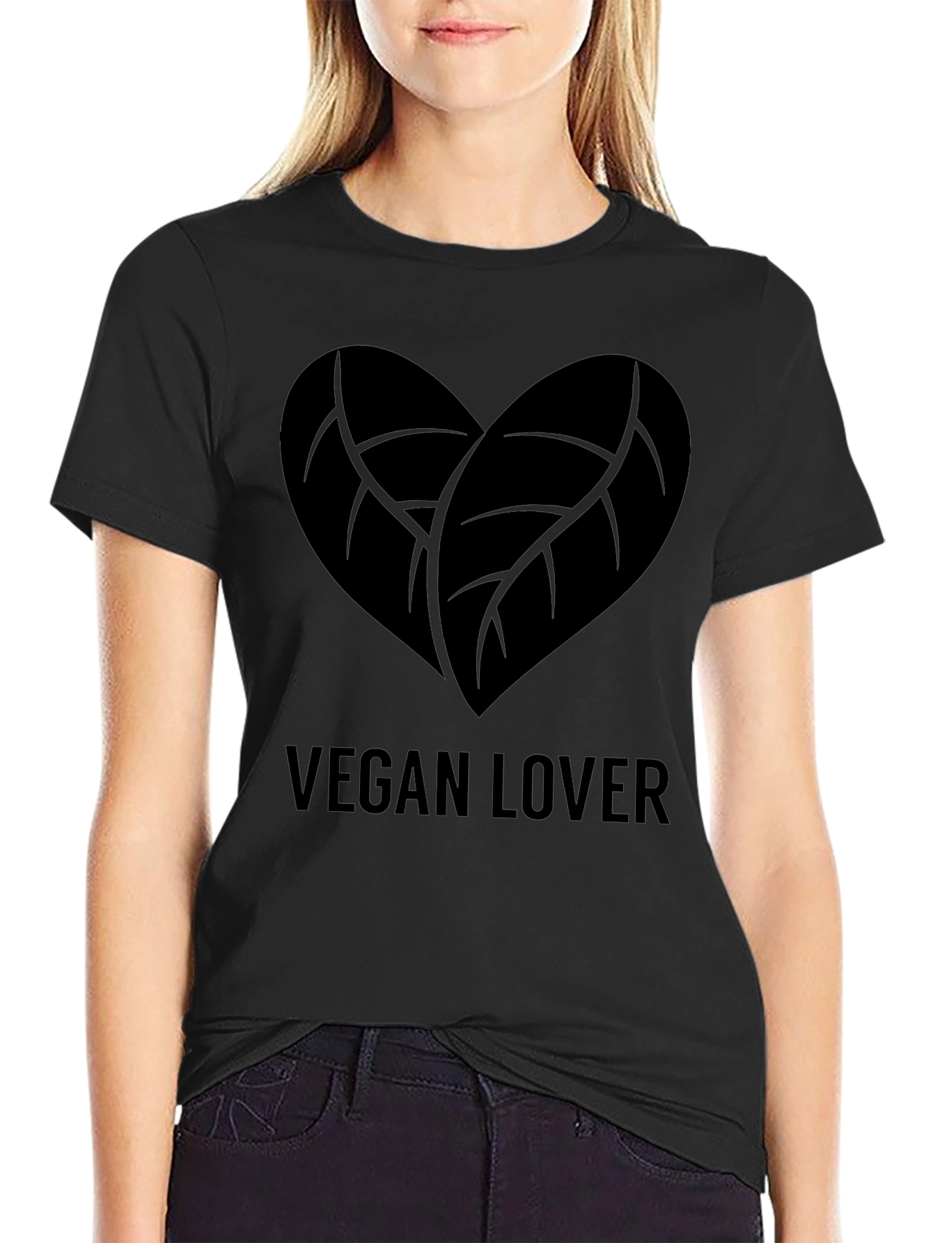 Vegan Lover Heart Leaf T-Shirt - Soft Cotton Tee