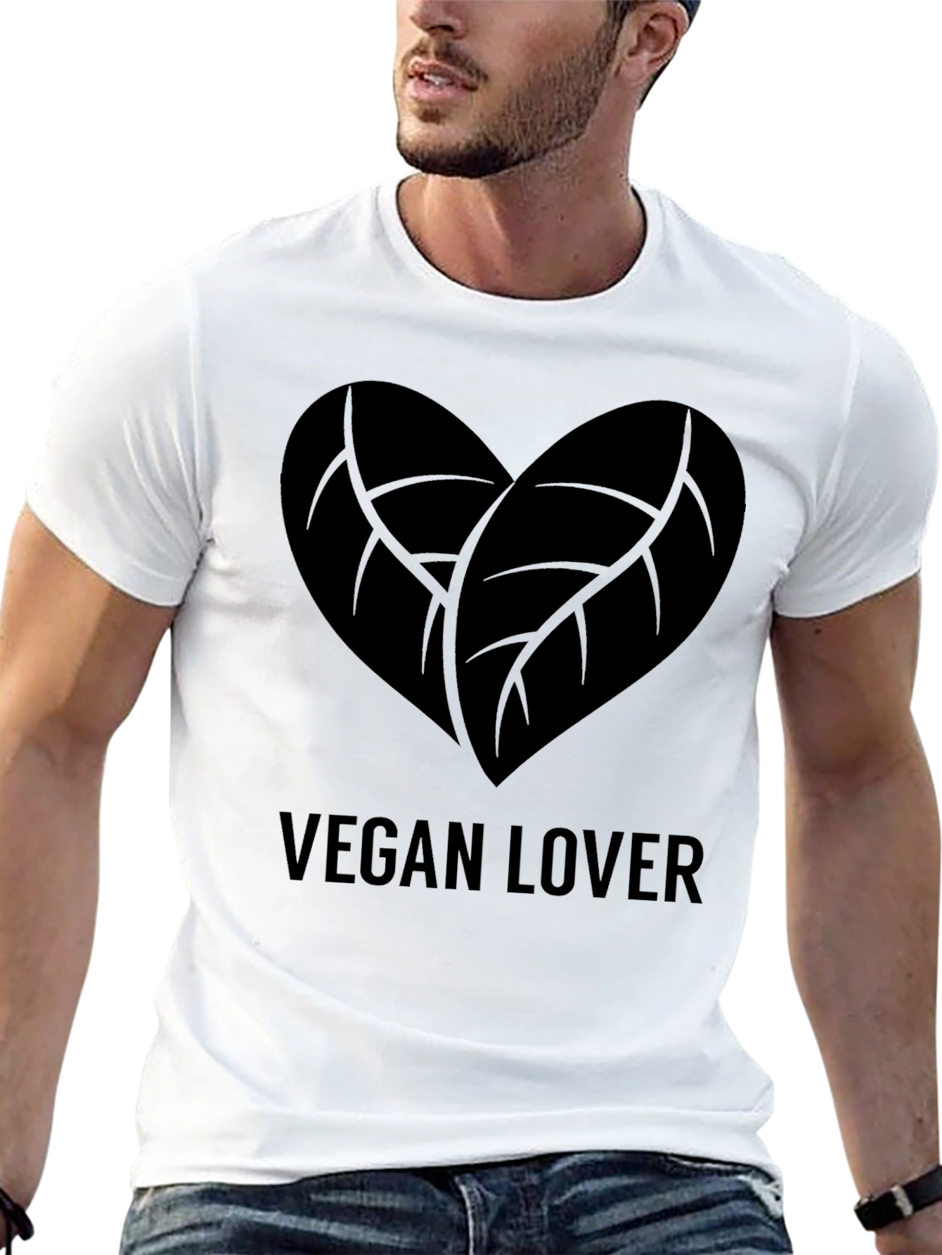 Vegan Lover Heart Leaf T-Shirt - Soft Cotton Tee