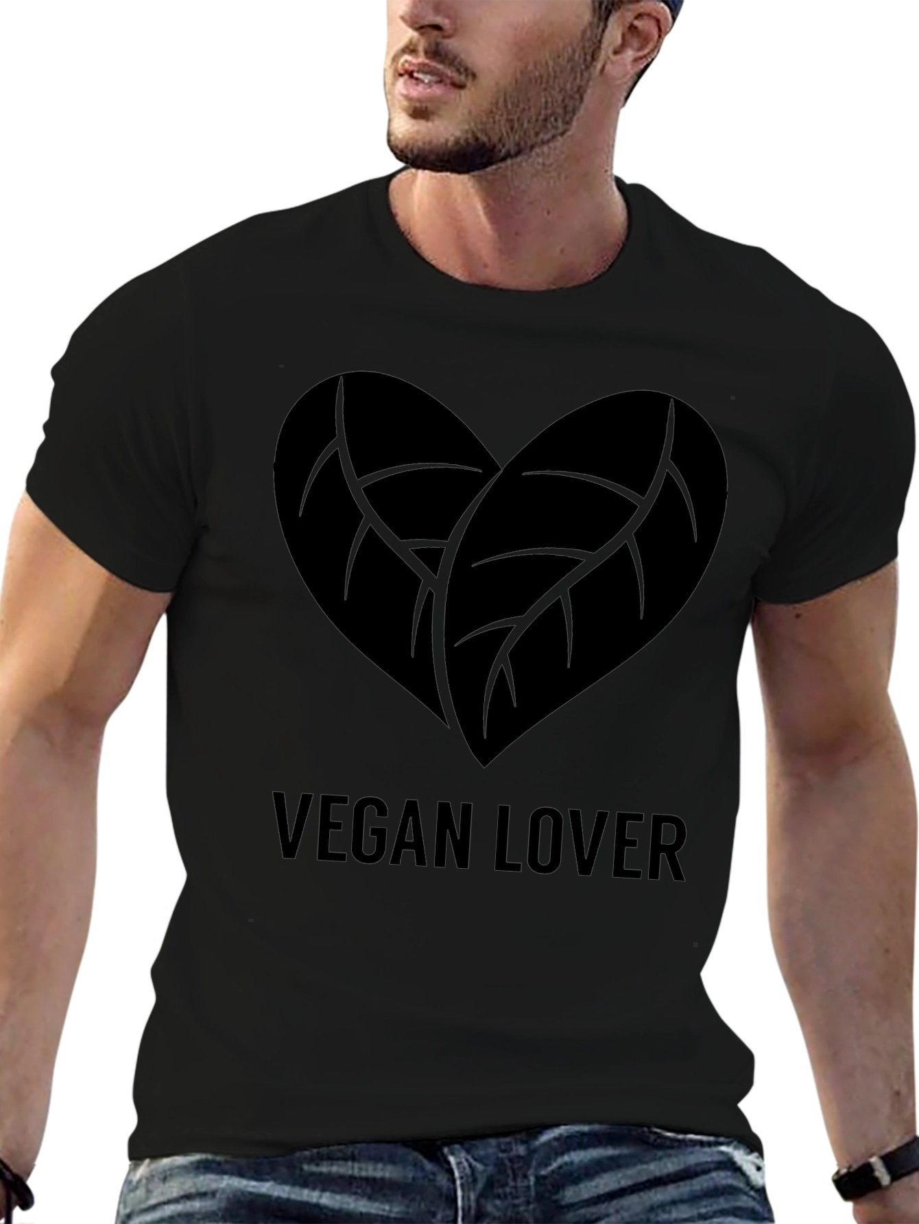 Vegan Lover Heart Leaf T-Shirt - Soft Cotton Tee