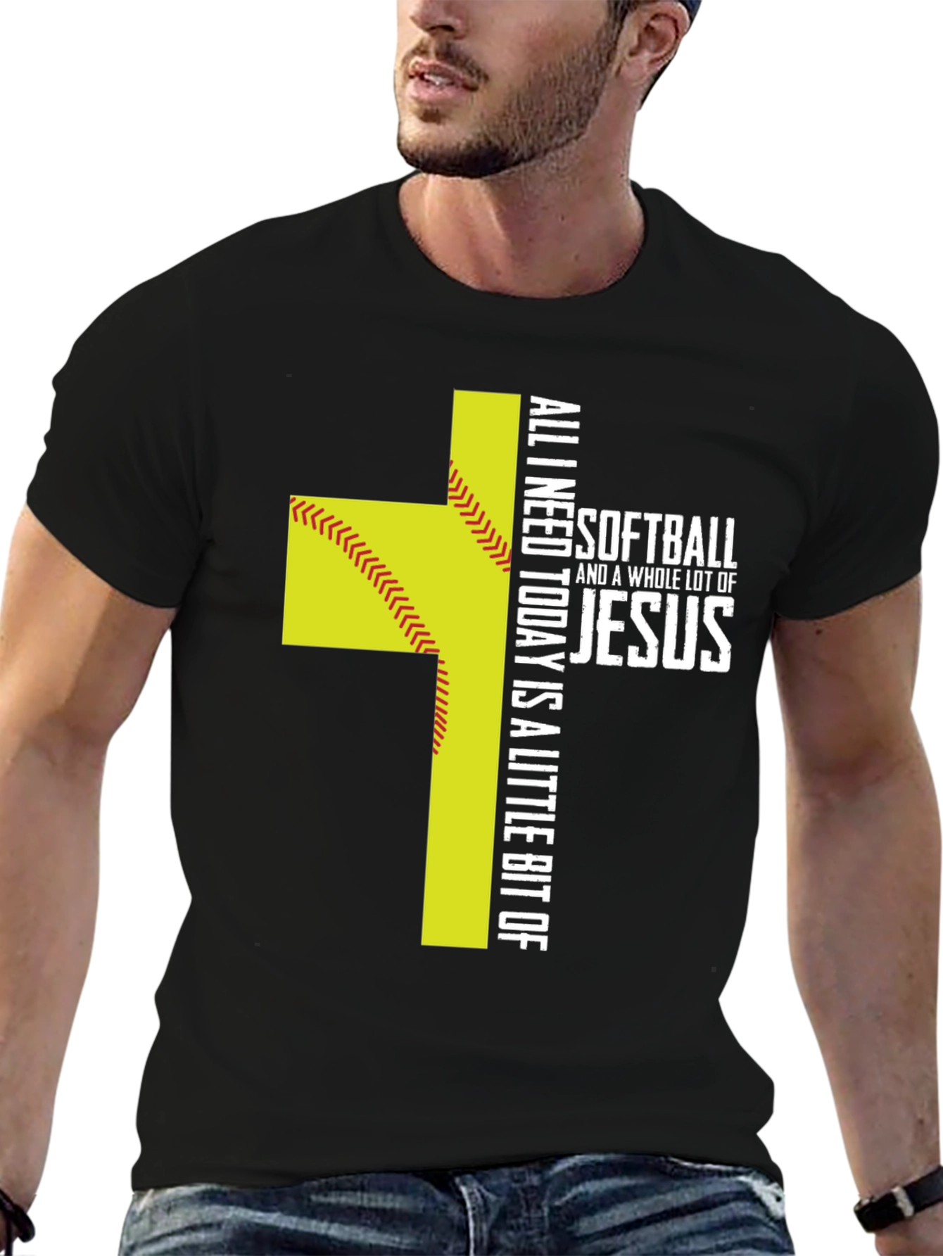 Softball & Jesus Graphic T-Shirt