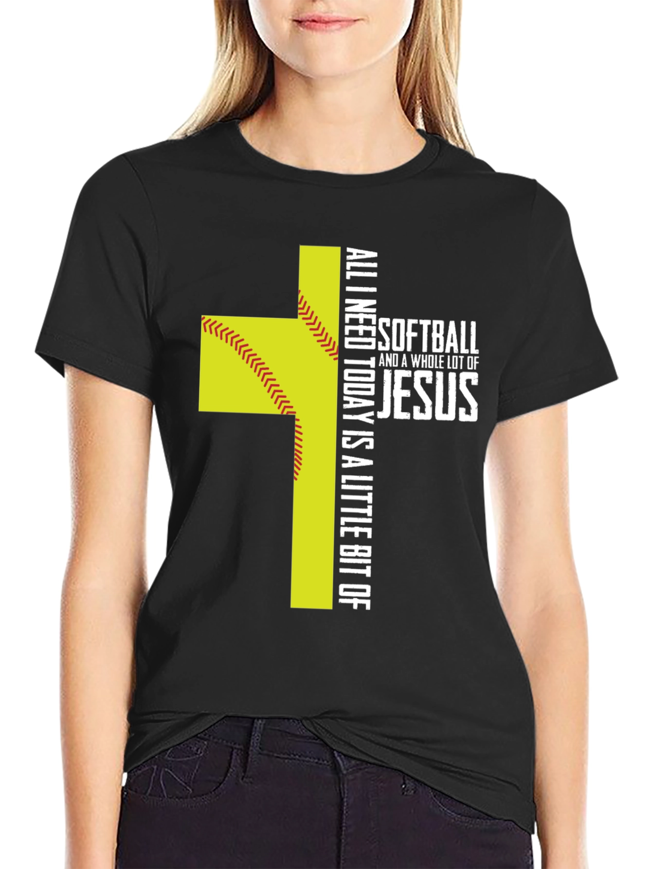 Softball & Jesus Graphic T-Shirt