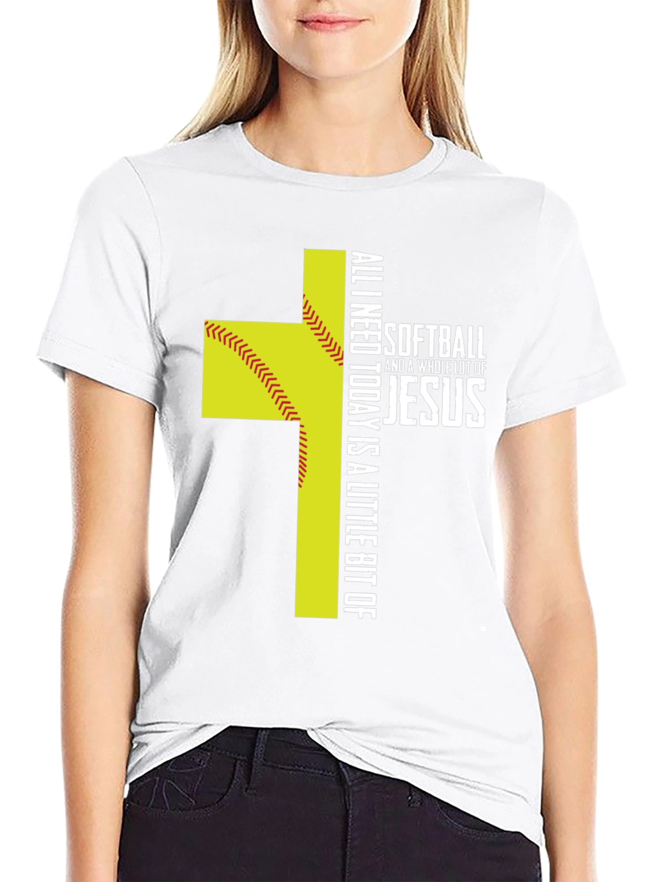 Softball & Jesus Graphic T-Shirt