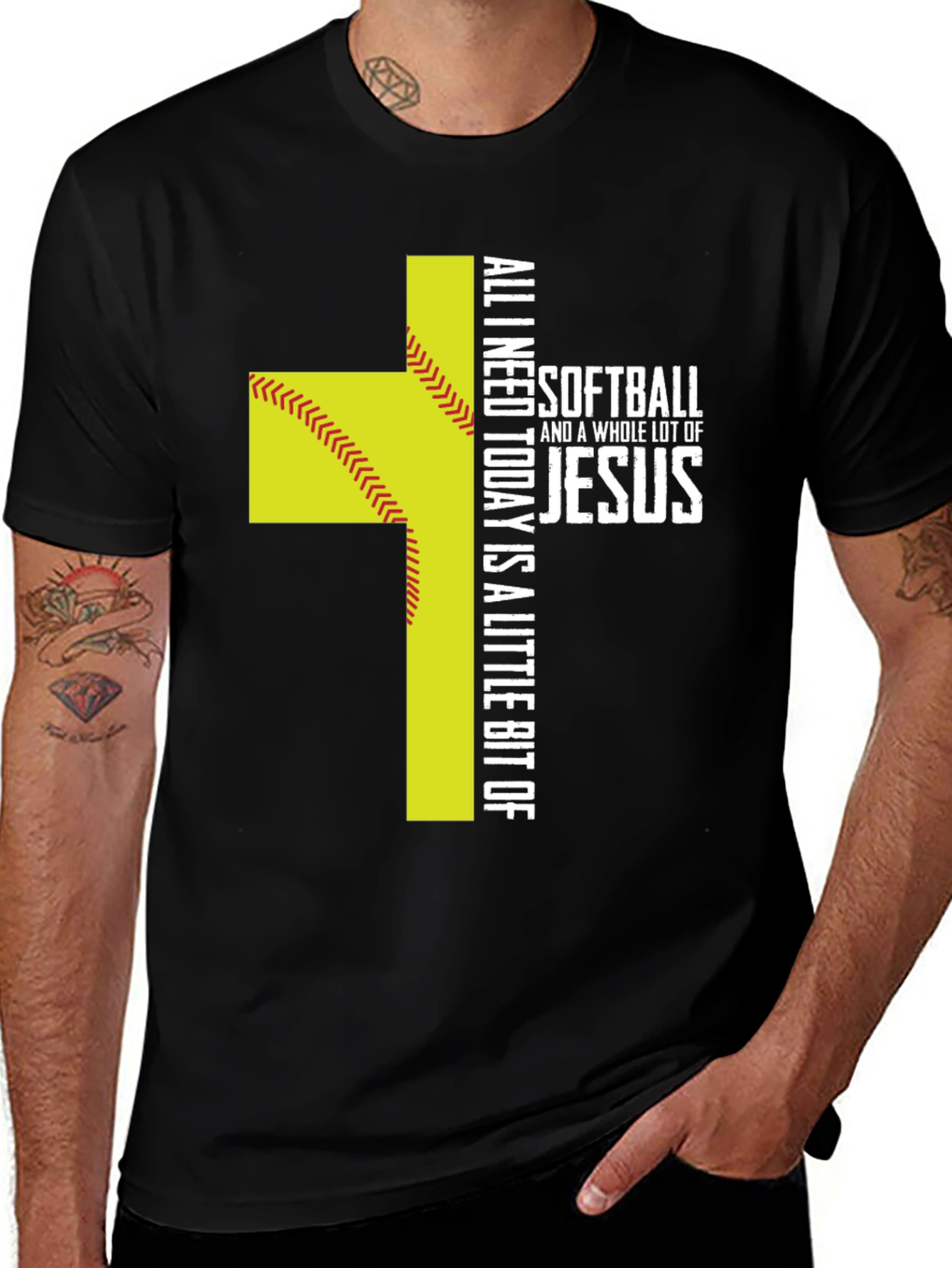 Softball & Jesus Graphic T-Shirt
