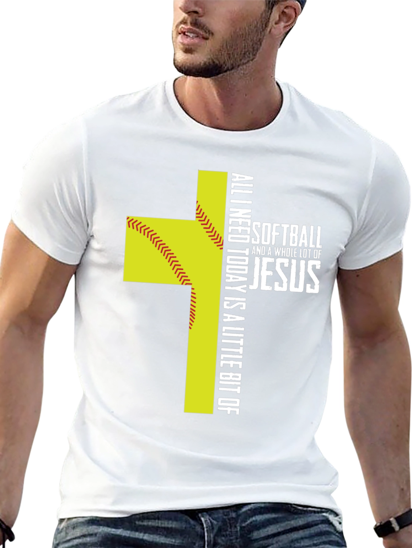 Softball & Jesus Graphic T-Shirt