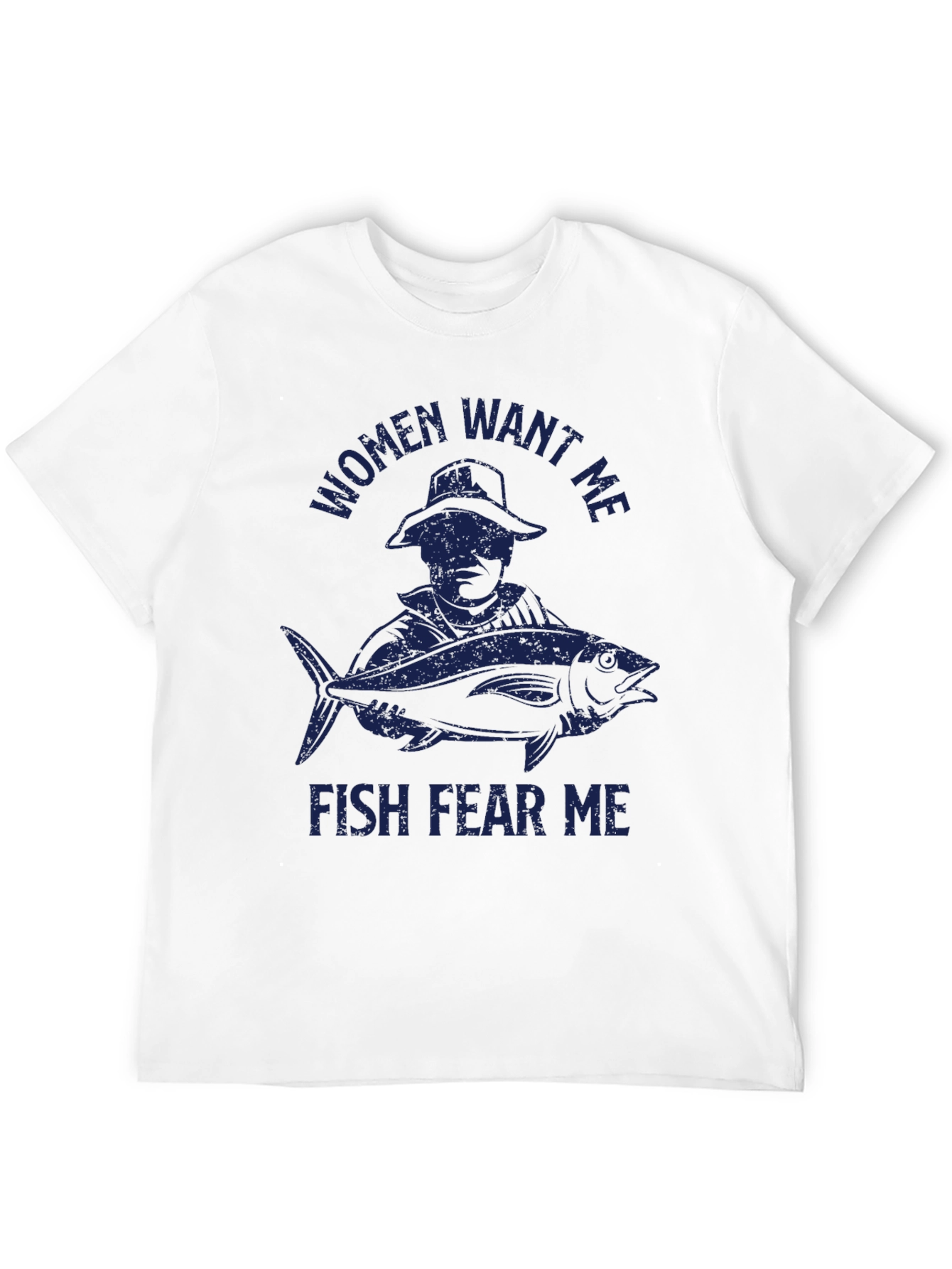 Mens Women Want Me Fish Fear Me Black T-Shirt