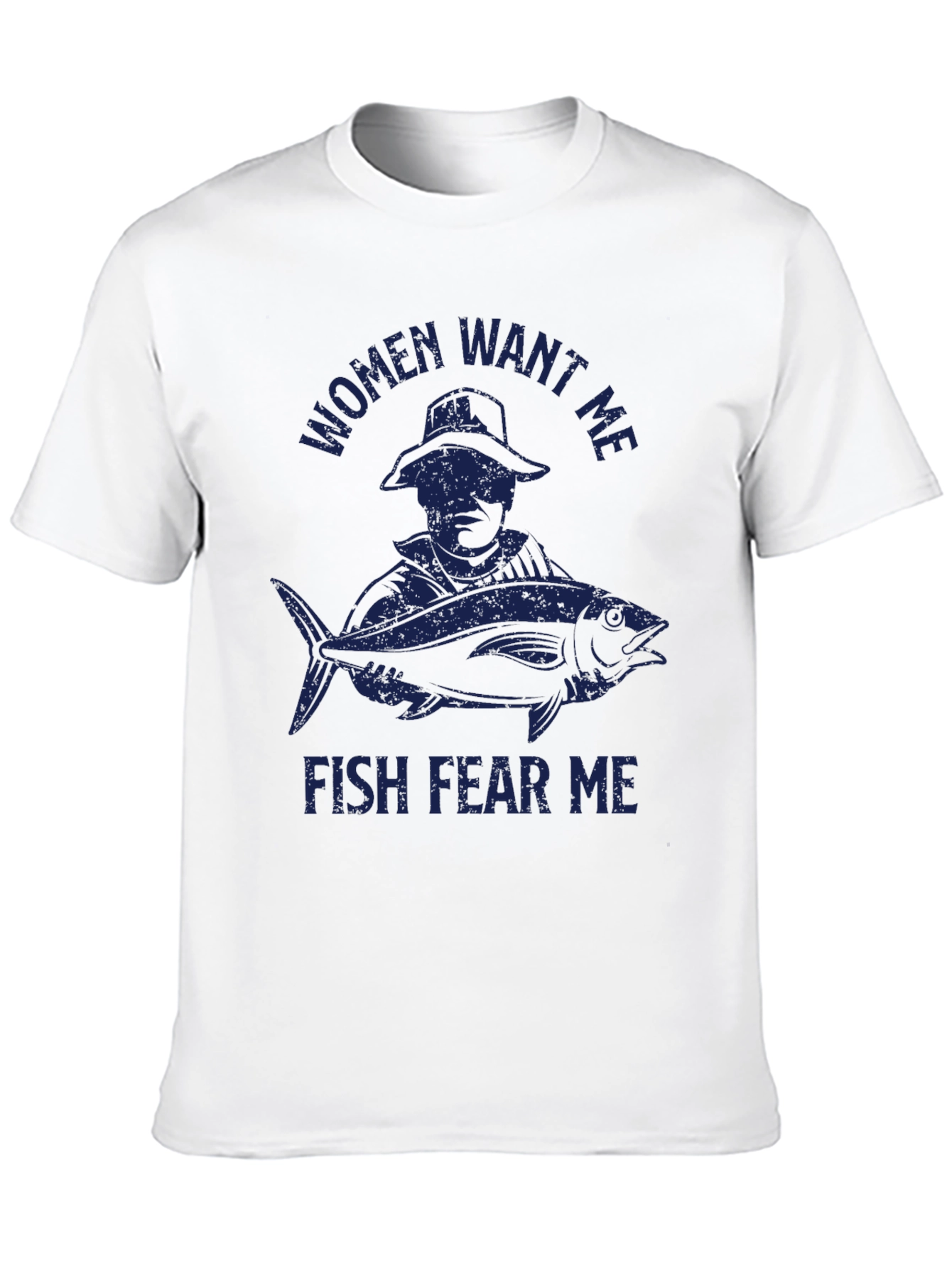 Mens Women Want Me Fish Fear Me Black T-Shirt